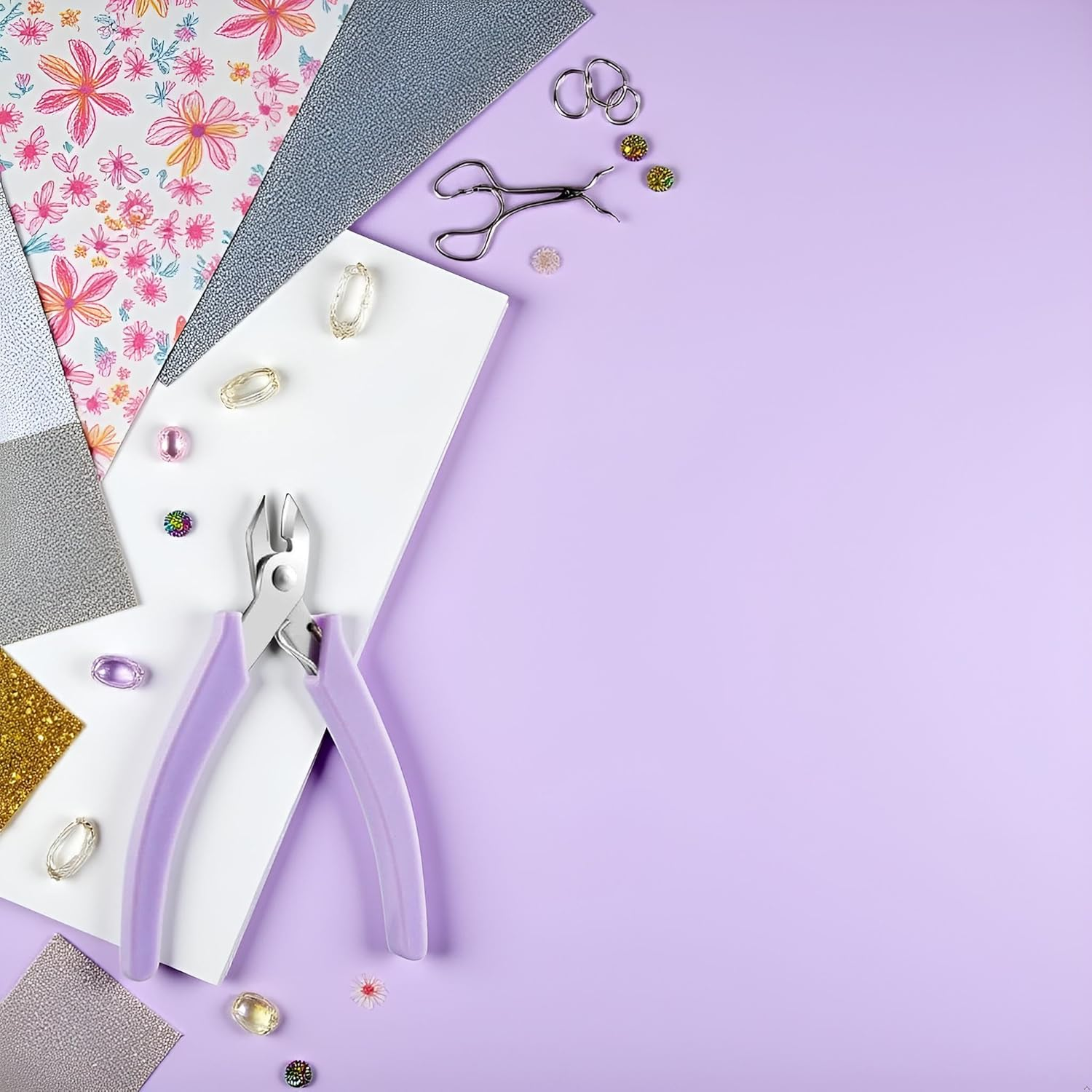 Purple Manicure Nail Pliers for Rhinestones Gems Picker Removal Wire Cutter Nail Unloading Nippers Chain Scissors Nail Art Tool Durable All Purpose Tool Nail Art Accessories image number 1