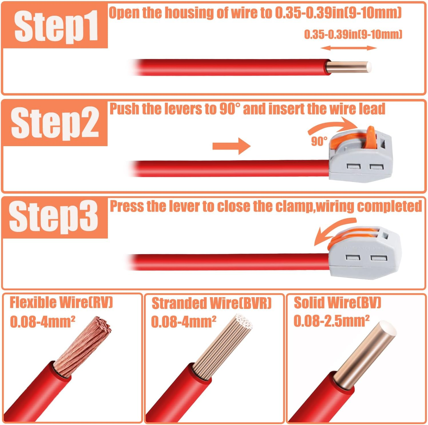 Lever Nuts Wire Connectors Assortment Kit 28-12 AWG Splitter Stripper Crimping Tool 2 3 5 Conductor Combination Compact Multi Electrical Quick Disconnect Wiring Splicing image number 3
