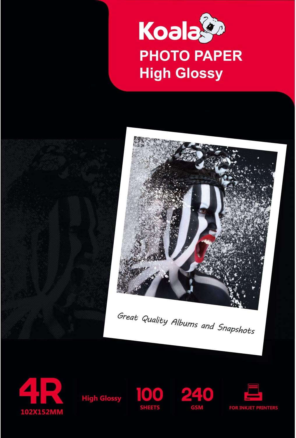 KOALA Inkjet Photo Paper 6X4 '' 10X15 Cm Glossy 100 Sheets 240 GSM for Canon Hp Epson Inkjet Printer image number 1