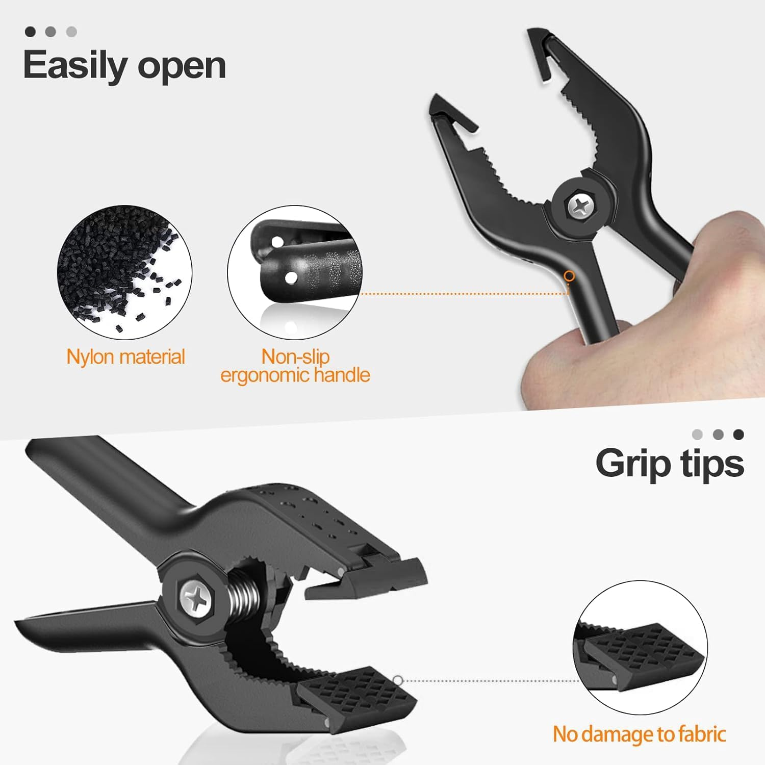 EMART 6 Pack Heavy Duty Muslin Spring Clamps, 4.5 Inch Photo Booth Backdrop Clips for Photography Studio - Black - Black image number 3