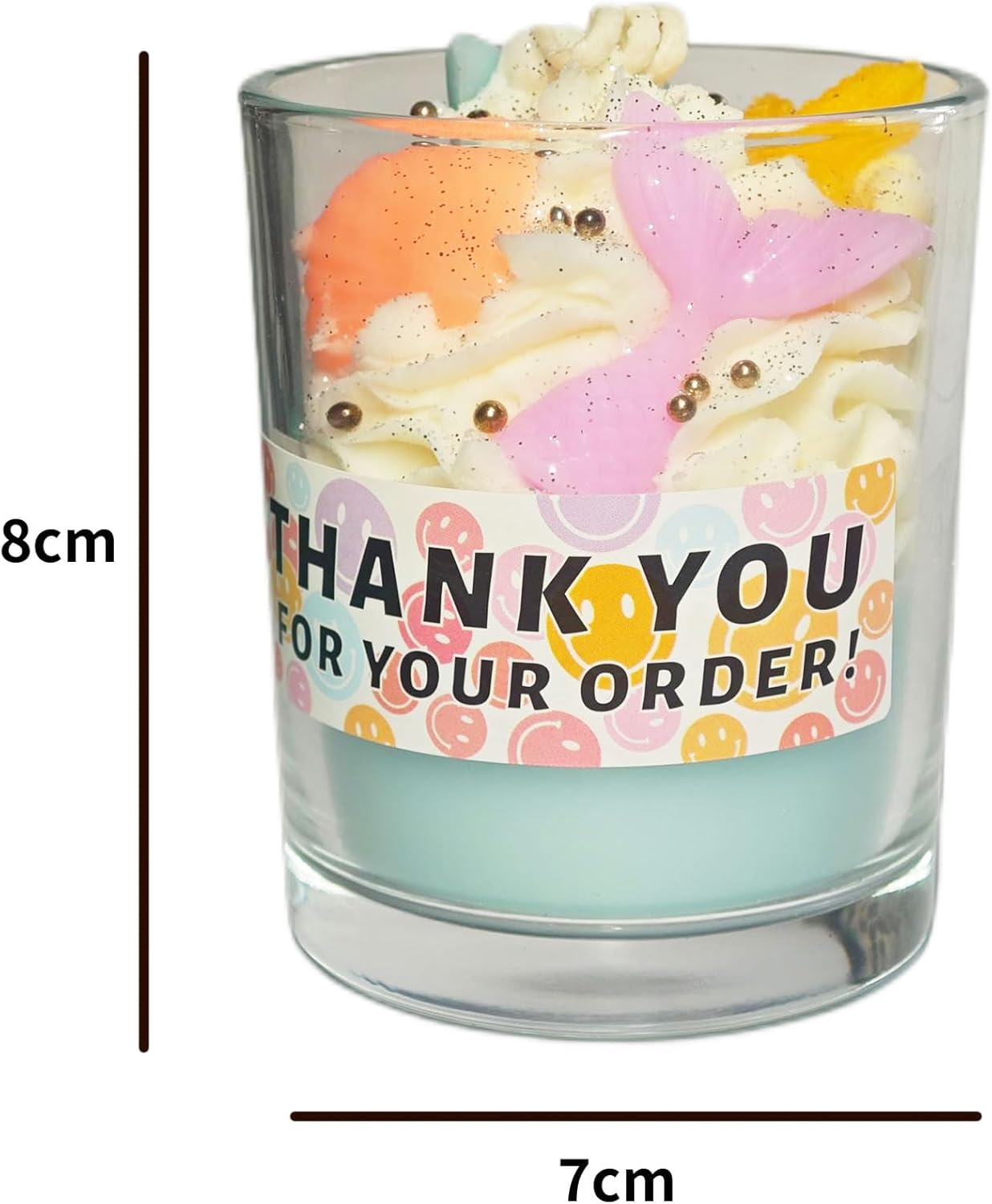 Aroma Candle Soy Wax Cute Decoration Handmade Dessert Cream Flavor Soft Smell Burn Time 40H (Mermaid Tail)