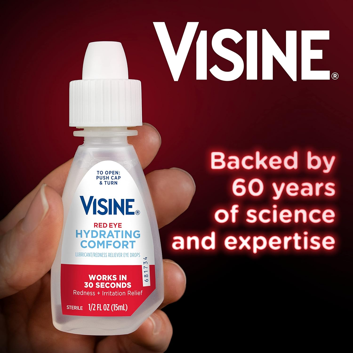 Visine Red Eye Hydrating Comfort Redness Relief Lubricating Eye Drops, 0.28 Fl. Oz image number 2