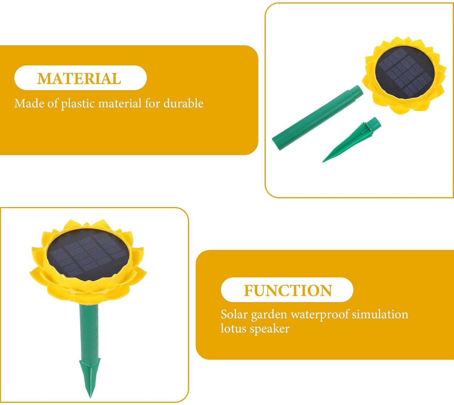 TOPPERFUN Solar Powered Lotus Speaker Outdoor Waterproof Buddhist Flower Music Player Yellow Portable Garden Courtyard Speaker for Meditation and Relaxation image number 2