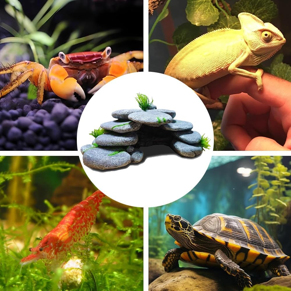 Fish Tank Decorations, Home Tank Accessories, Large Mushroom Rock Cave Ornaments for Fish Hiding and Resting, Reptile House Shelter Decor