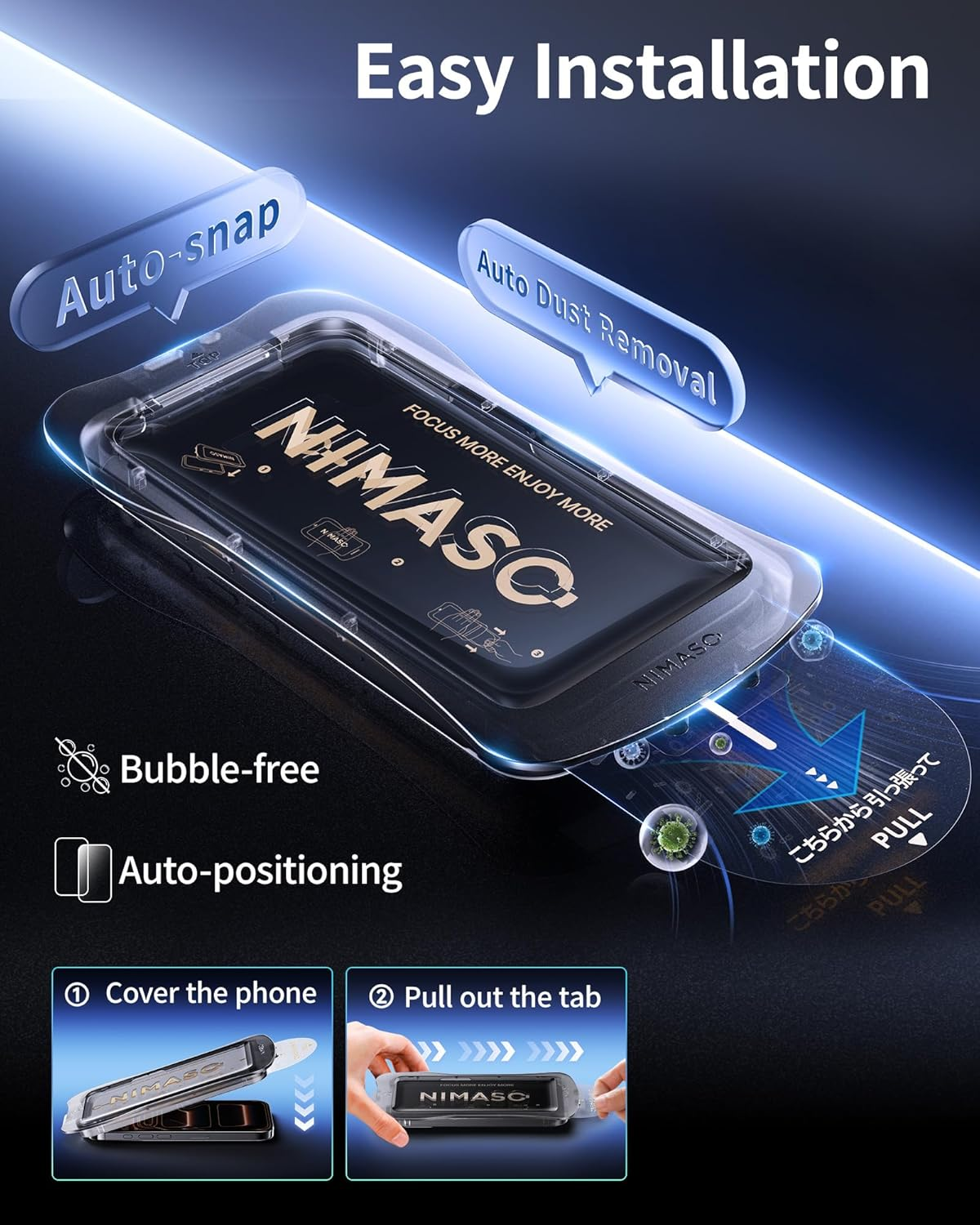 NIMASO for Iphone 17 Pro Max Screen Protector Privacy 6.9-Inch, Dust-Free Instant Installation, 9H Hardness Anti-Spy Tempered Glass Military Grade Shatterproof, Anti-Scratch, 2 Pack