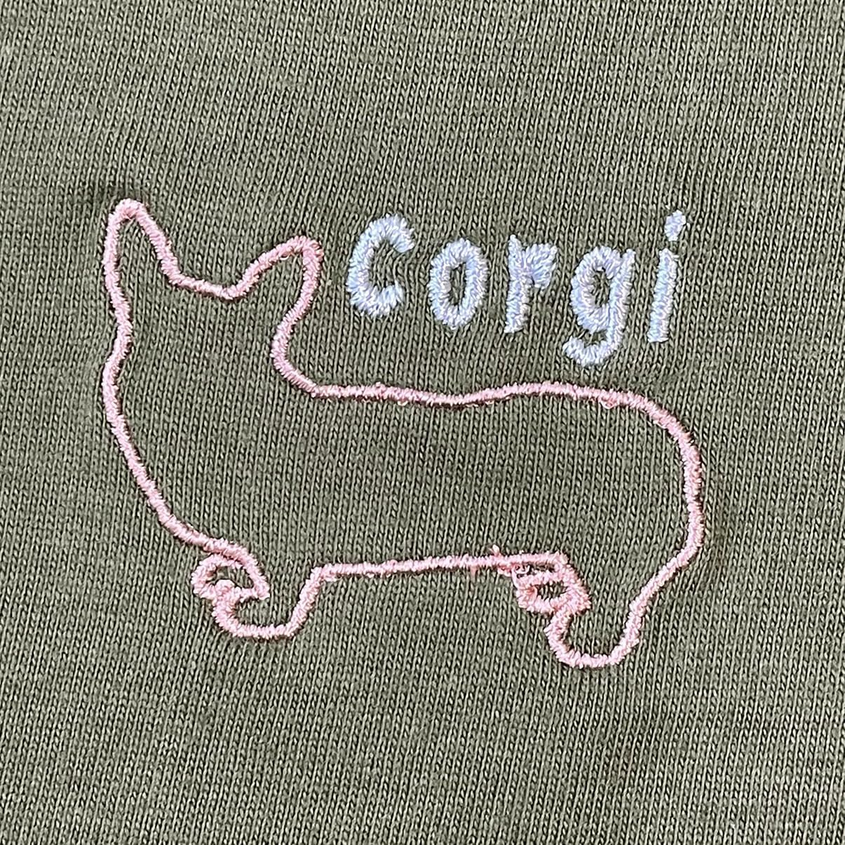 ニックナック Nickknack Heart Full Pet Paseo T-Shirt KH XL Corgi [02016-04] Guide Dog Support Product Khaki image number 1