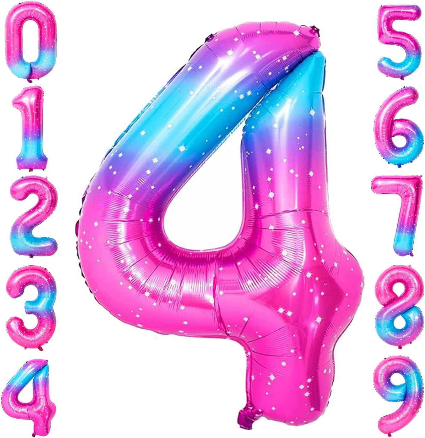 40 Inch Large Starry Sky Number Balloons, Giant Jumbo Helium Foil Mylar Big Gradient Colorful Number 2 Digital Two Balloons for Birthday Party Anniversary Wedding Decorations image number 4