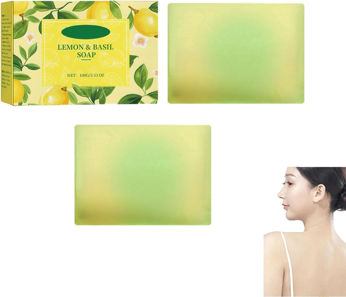 Lemon Basil Bar Soap - Natural Hand & Body Soap with Essential Oils, Refreshing Scent, Deeply Cleansing, Moisturizing, Even Skin Tone, Long-Lasting Fragrance, Gentle & Nourishing. (1Pcs)