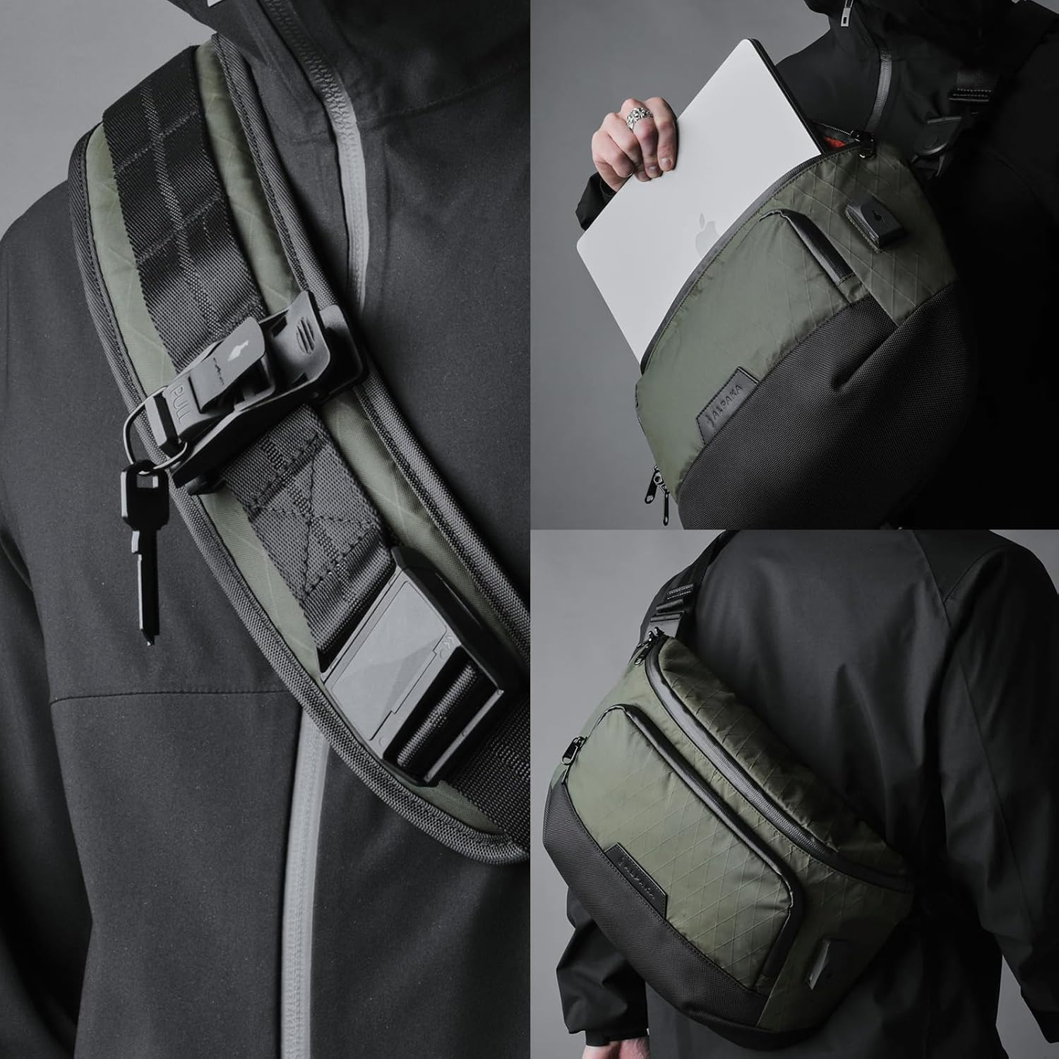 ALPAKA Bravo Sling Max 8L, RFID Blocking Weatherproof Sling Bag for Men with Maglockz Buckle,Laptop Bag with Luggage Sleeve image number 2