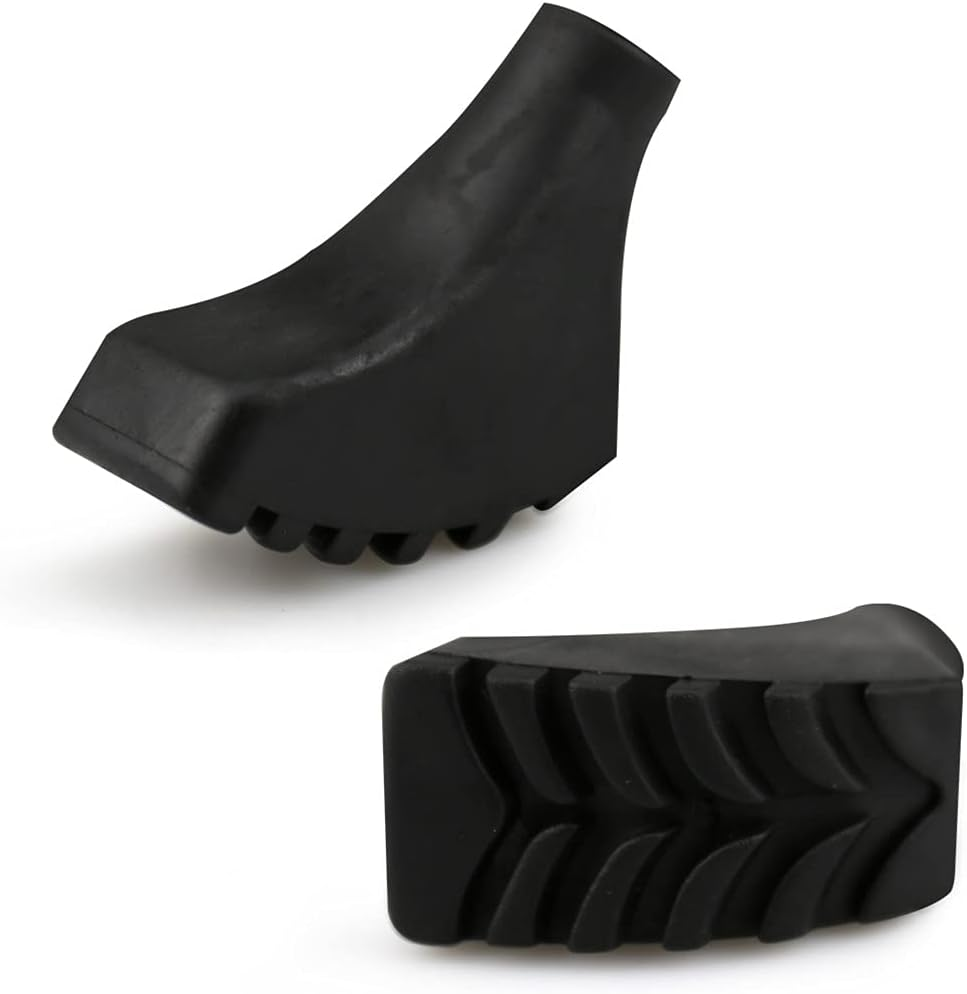 Ruzzut Black Rubber Diamond Trekking Pole Tip Protectors, Hiking Pole Replacement Tips for Trekking Poles, Fits Most Standard Hiking Poles - Shock Absorbing, Adds Grip and Traction