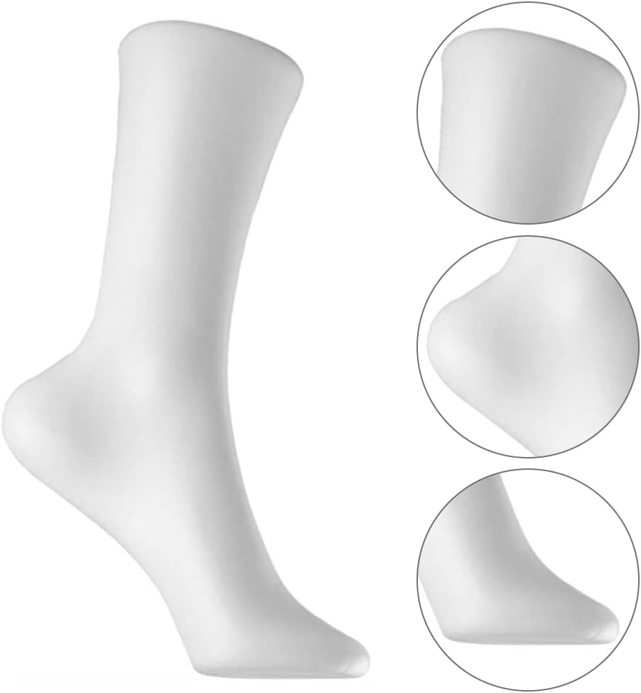 MOTRAIN 2Pcs Women Female Feet Model, Plastic Mannequin Foot Model, Female Foot Socks Display Molds, Short Stocking Mannequin Display Shoes, Display Art Sketch, White image number 4