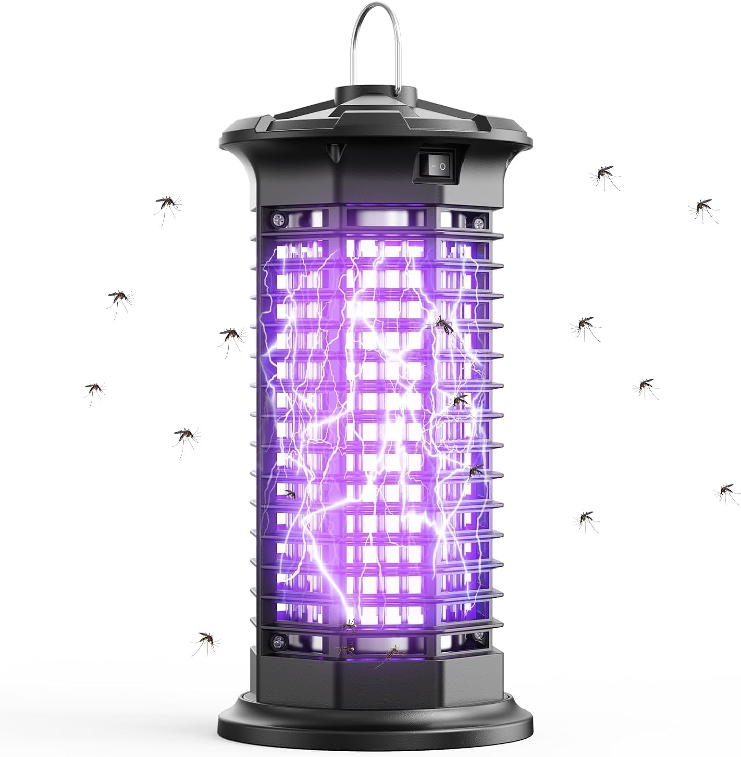 Bug Zapper Outdoor,Fly Traps for Indoors,4200V High Powered Mosquito Repellent Outdoor Patio, with Switch 15W Light Mosquito Zapper for Indoor, Kitchen, Patio, Backyard and More (Black) image number 4