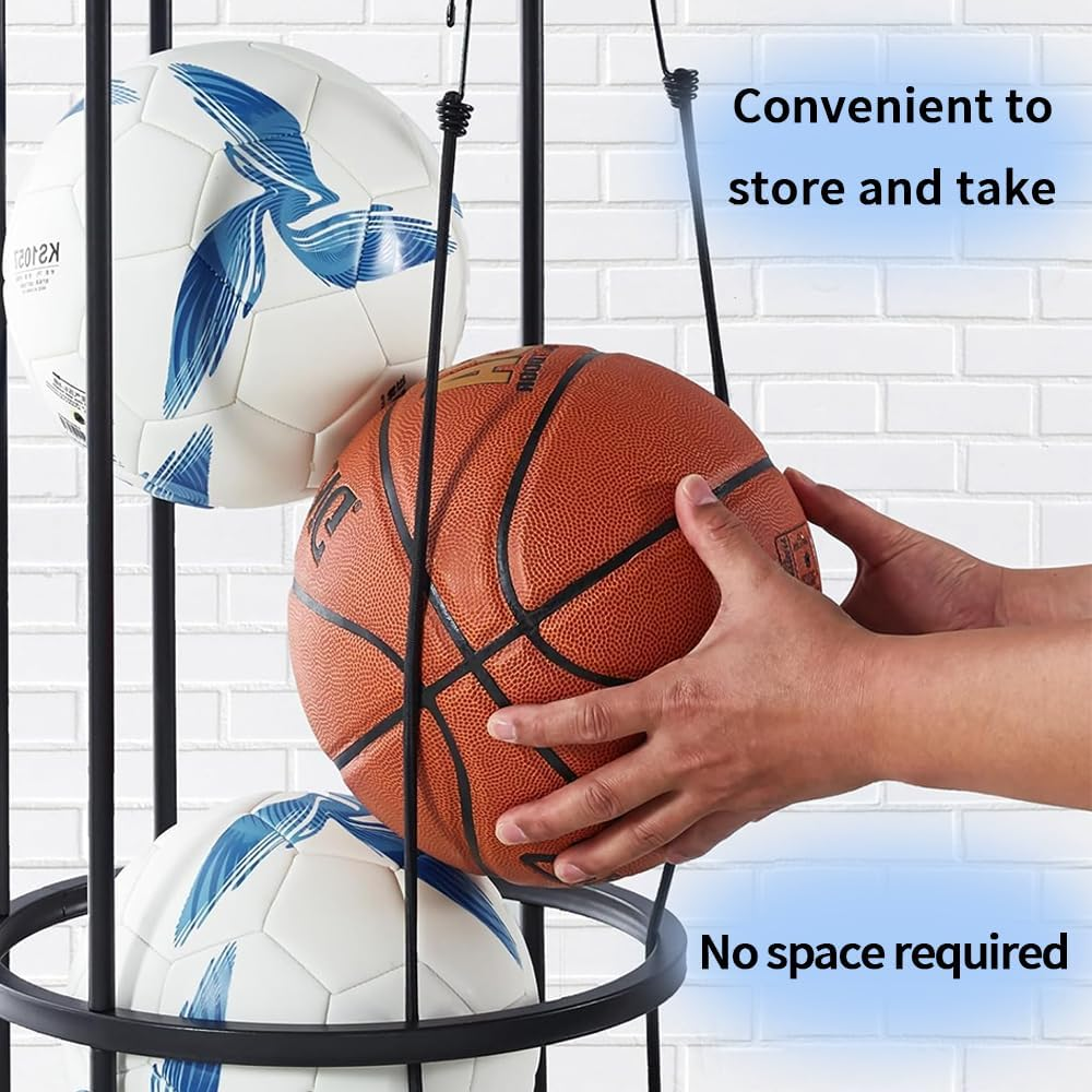 MOTRAIN Wall-Mounted Multi-Sport Ball Rack, Sports Equipment Organizer, Vertical Garage Storage for Basketballs, Soccer Balls & More,Ideal for Gym, School & Home Use image number 3