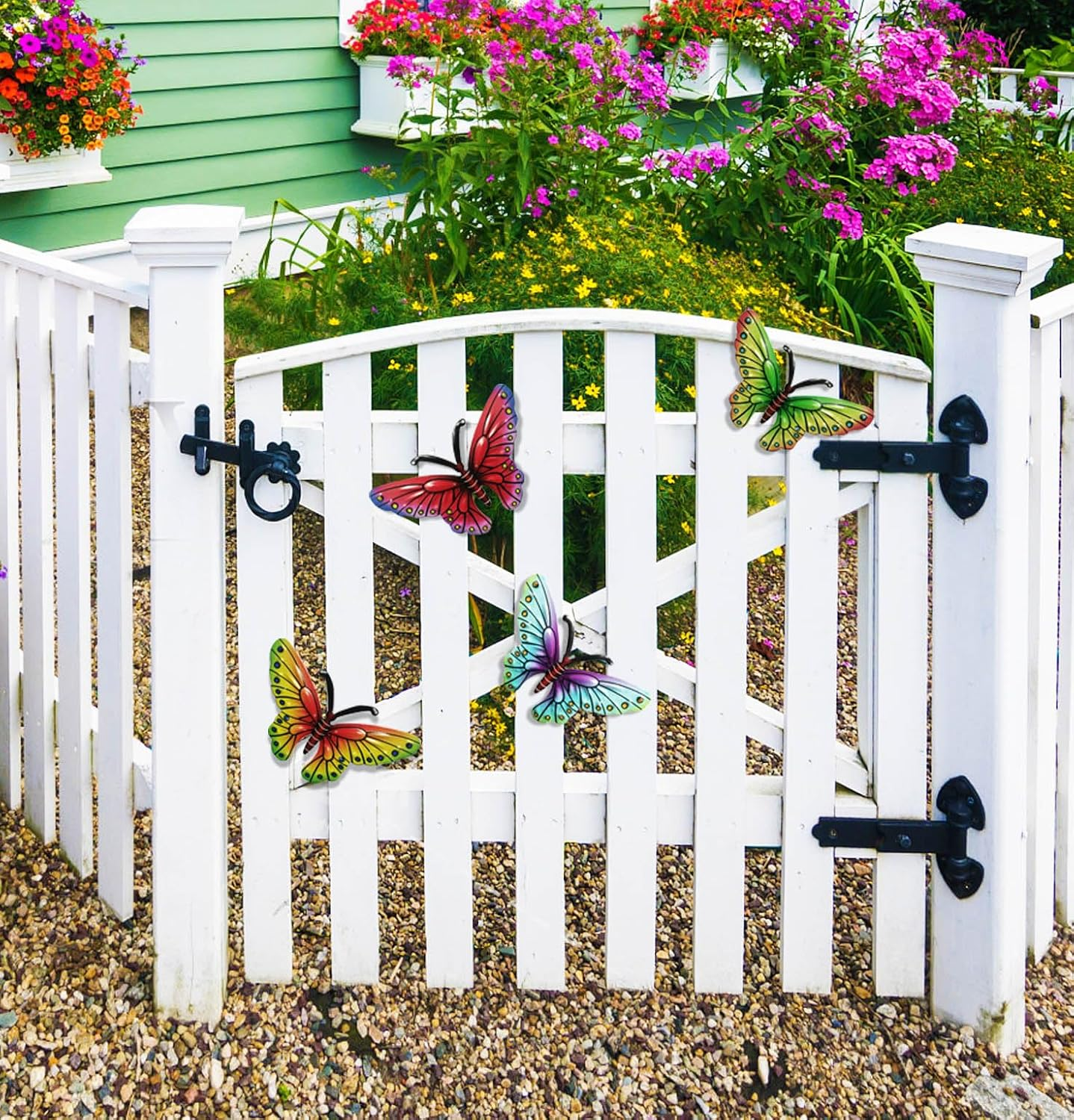 Chihutown 4 Pieces Metal Butterfly Wall Decor, Garden Hanging Decoration, Wall Art for Indoor or Outdoor, Patio and Yard Decorations - 4 Colors image number 5