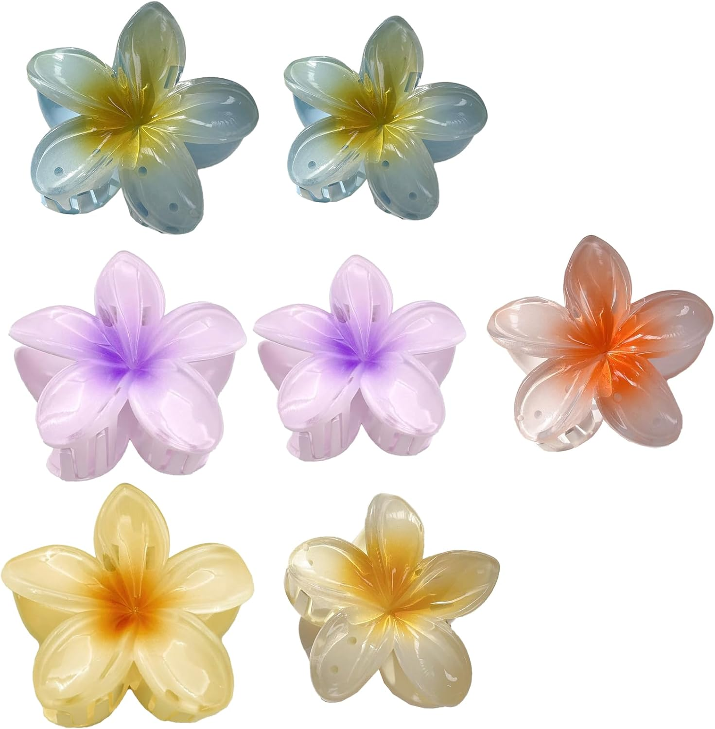 Zynewa Pack of 7 Flower Hair Clips, Cute Flower-Shaped Plastic Hair Clips, Hawaiian Flower Claw Clips, Hair Clips for Women (3 Large + 4 Small) image number 6