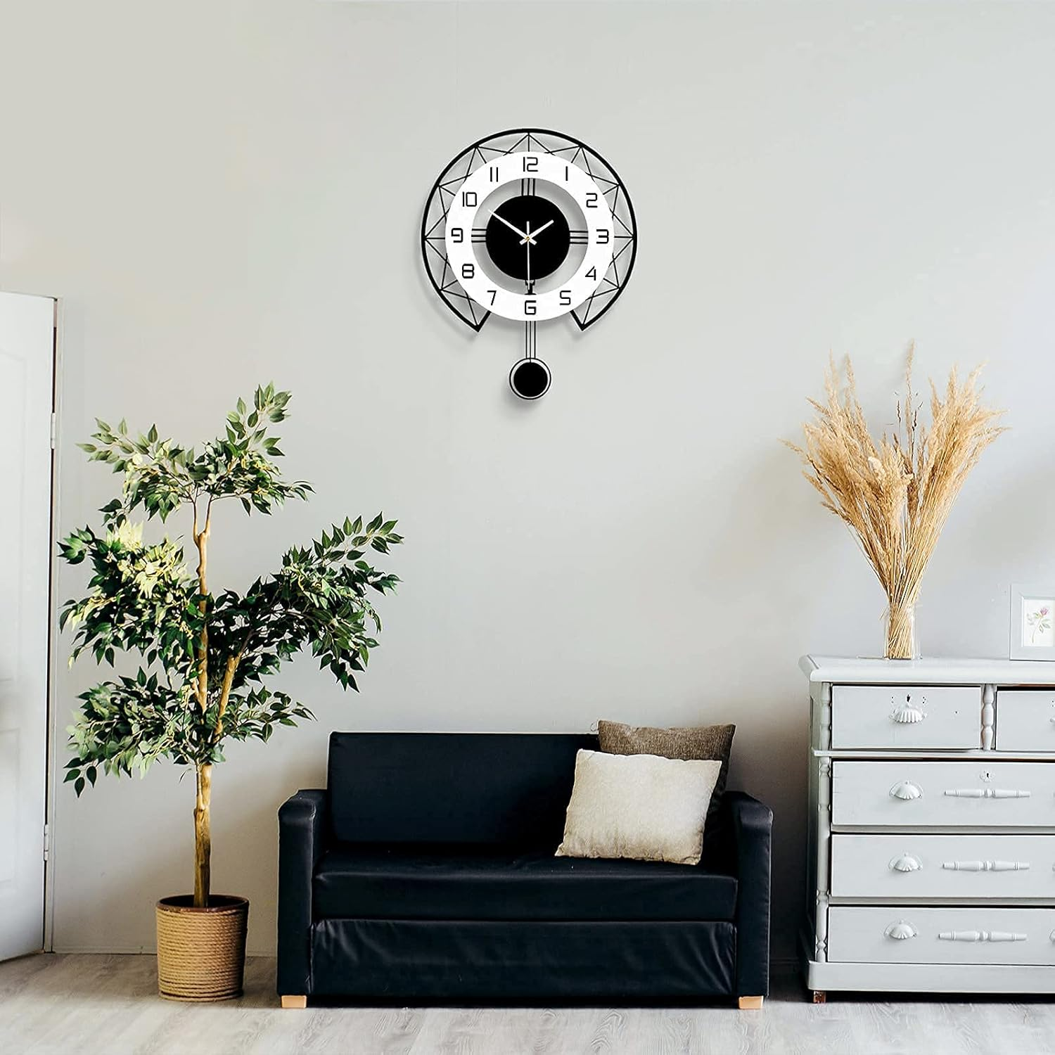 JUJUDA Large Wall Clock for Living Room Decor Modern Silent Pendulum Wall Clock for Home House Kitchen Bedroom Decorative Big Wall Clock Non Ticking Battery Operated Quartz for Indoor Bathroom 17 Inch image number 3