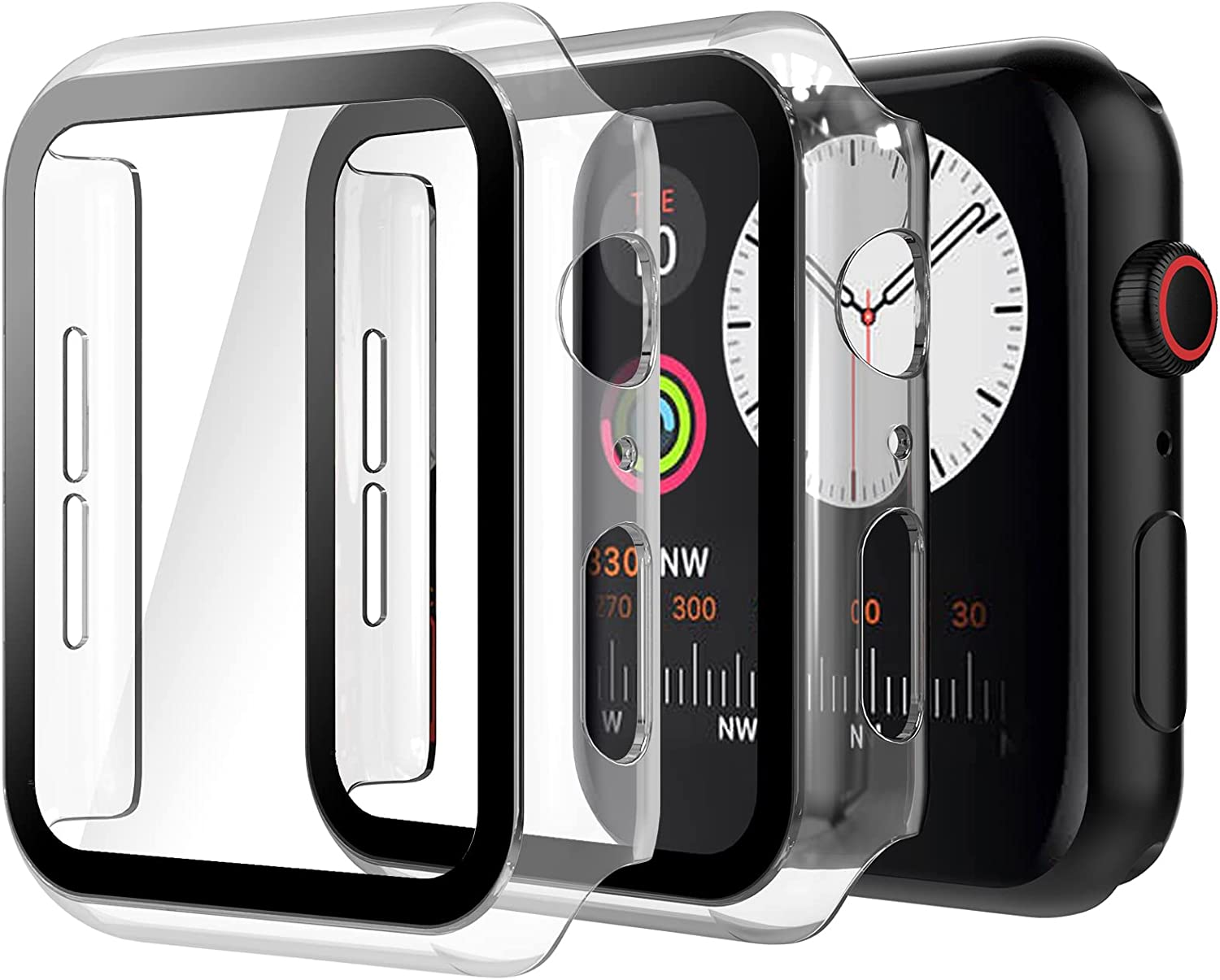 Hianjoo (2 Pack) Case Compatible with Apple Watch SE 2022 Series 6 Series 5 Series 4 40Mm, Built-In HD Tempered Glass Screen Protector Overall Cover Replacement for Iwatch SE 2022 Series 6/5/4, Black