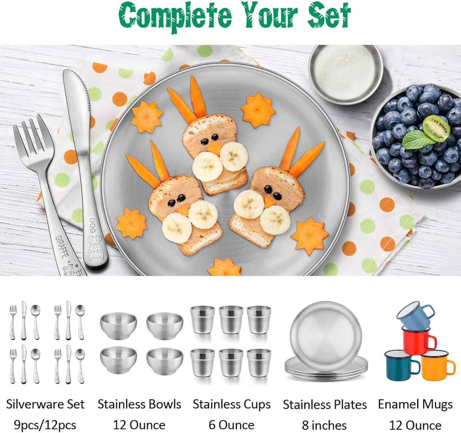 Cups for Toddlers Kids, E-Far 6 Ounce Stainless Steel Insulated Tumblers for Children Preschoolers, Training & Transition, Double Wall & Shatterproof, Mirror Polished & Dishwasher Safe - 6 Pack