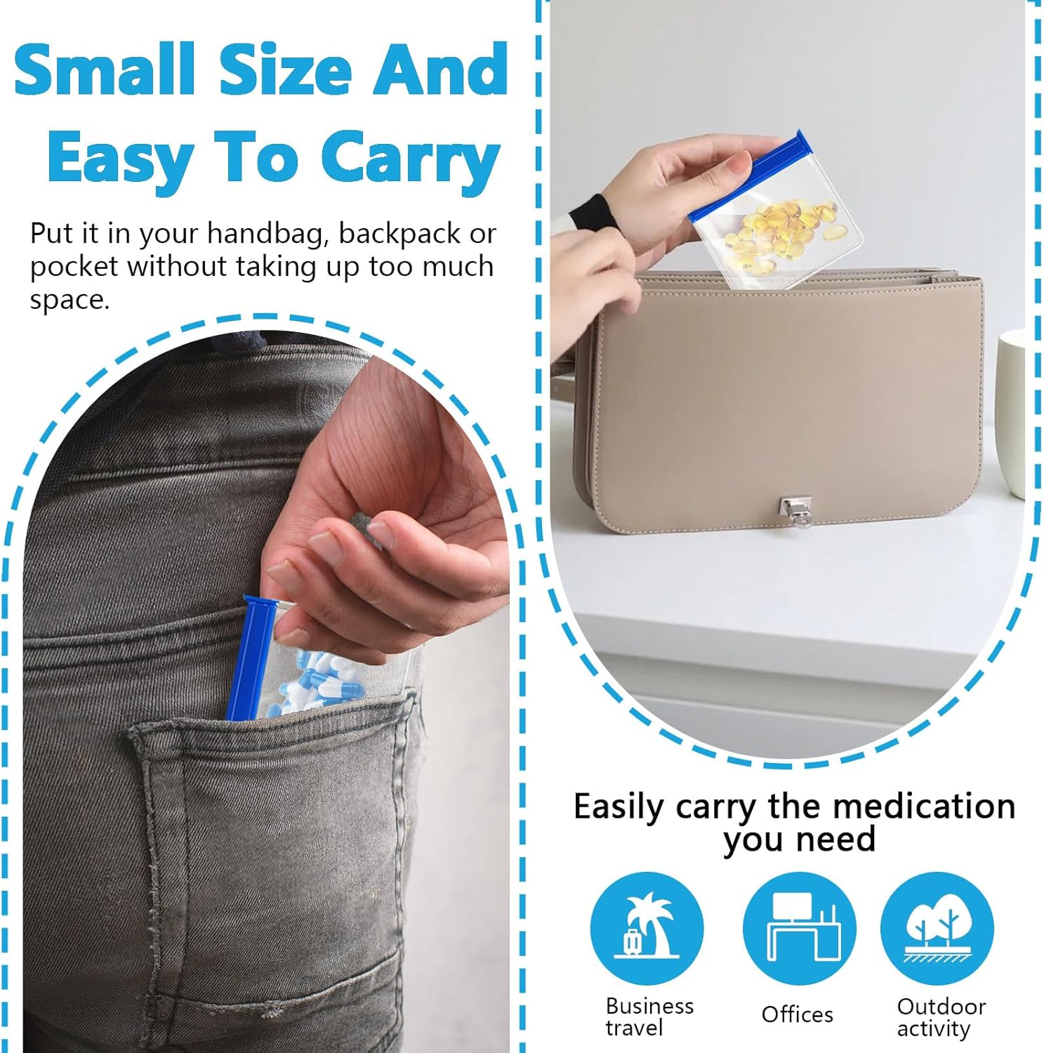 29 Pcs Reusable Zippered Pill Pouch Set, Small Portable Baggies, 27 Plastic Pouches with 32 Labels, Medicine Organizer for Small Items Storage (Colorful) image number 3