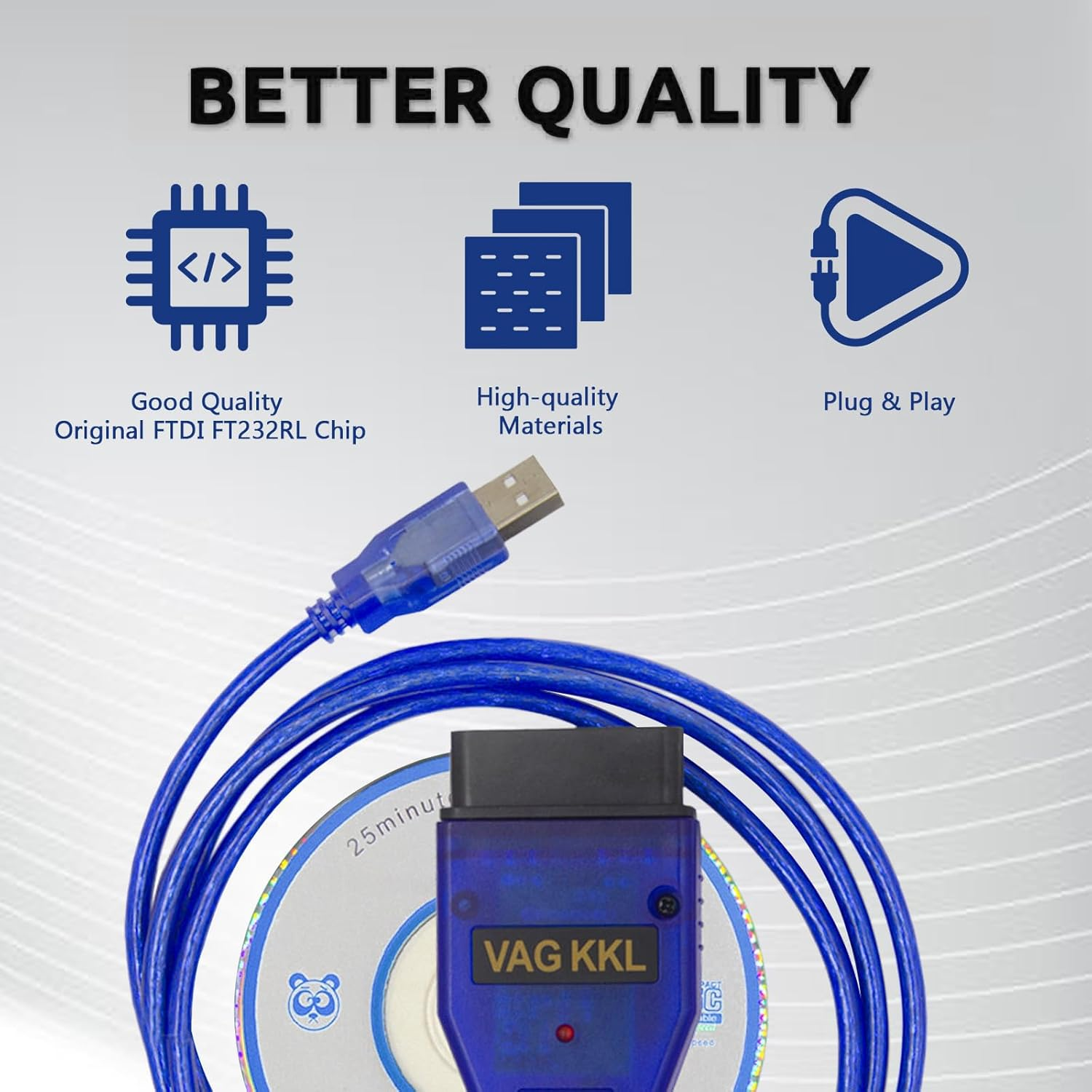 MAEZOE OBD2 KKL 409.1 VAG-COM USB Cable FTDI FT232RL Chip, Auto Scanner Tool for Skoda, VW and Seat image number 2