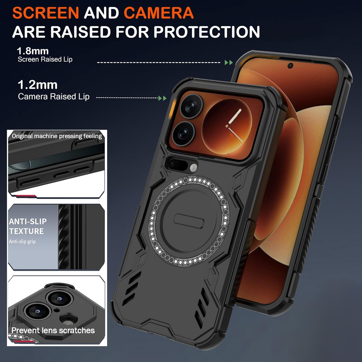 ESHUYI Magnetic Case for Xiaomi 17 Pro, Magsafe Compatible, Shockproof Hard Case with Air Cushion Corners, Heat Dissipation, TPU+PC Hybrid Mobile Phone Case, Blue image number 4