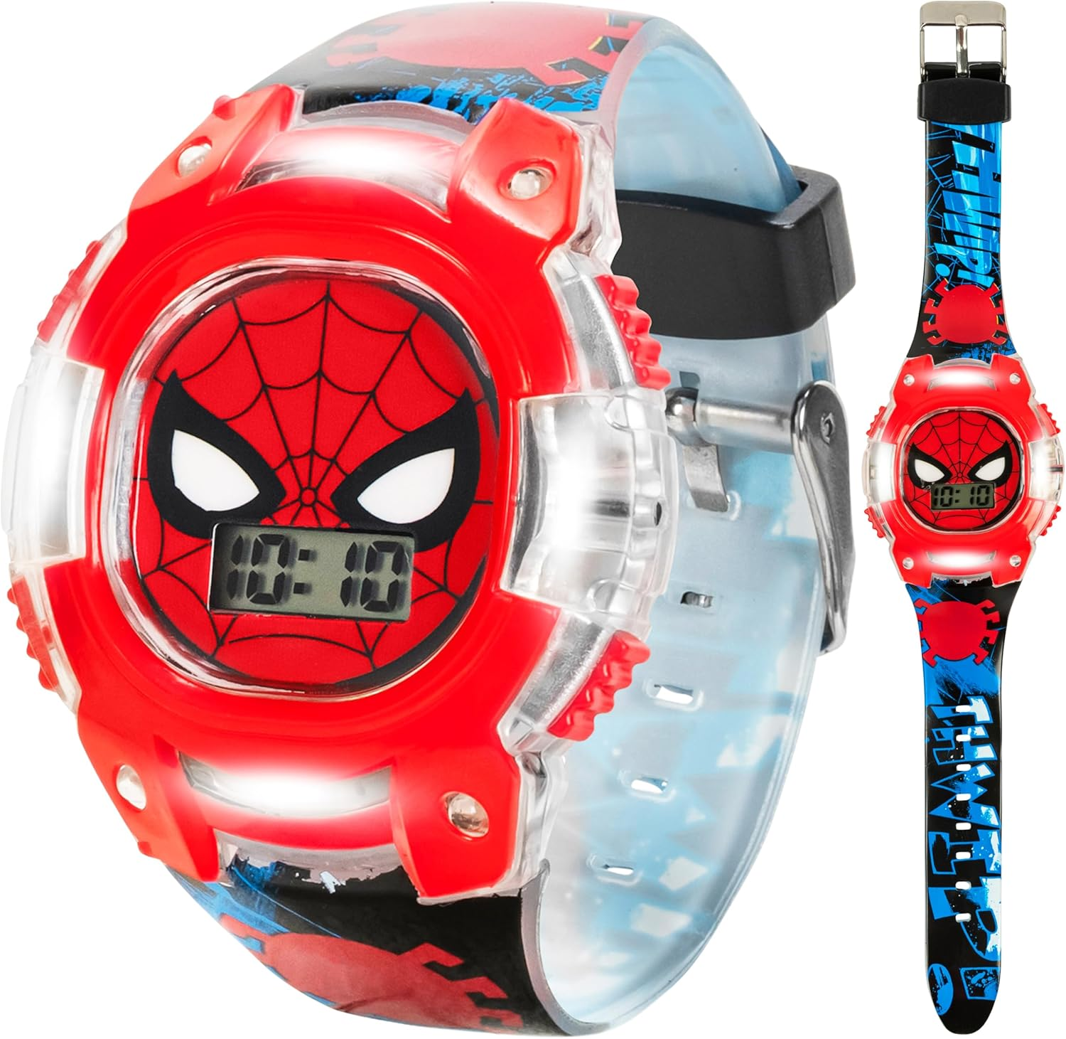 Accutime Marvel Spider-Man Digital Watch for Kids, Red/Blue, Digital Quartz