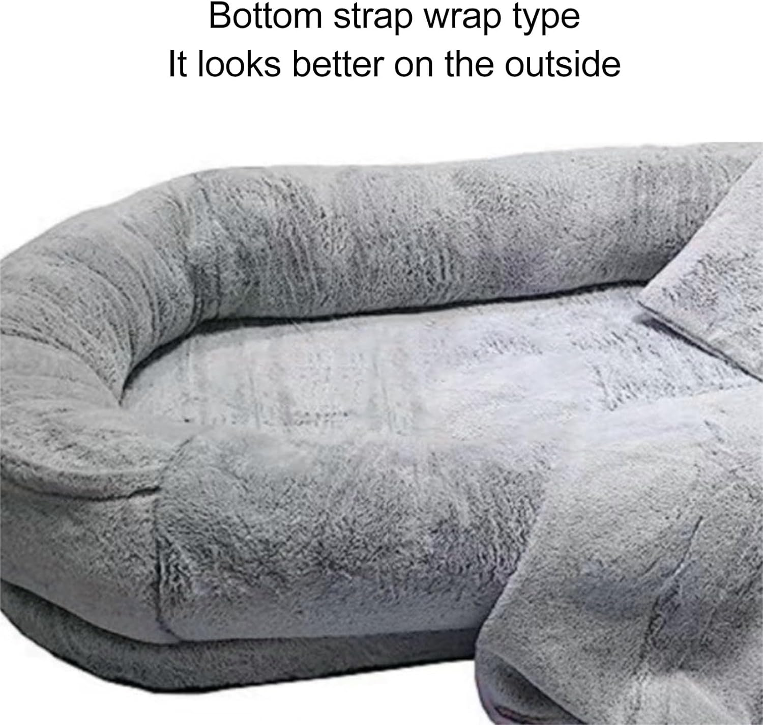 Human Dog Bed, Washable Removable Large Human Size Bean Bag Dog Bed with Memory Foam Supportive Mat and Storage Pocket Faux Fur Orthopedic Dog Bed Nap Bed Adult Oval for Families image number 4