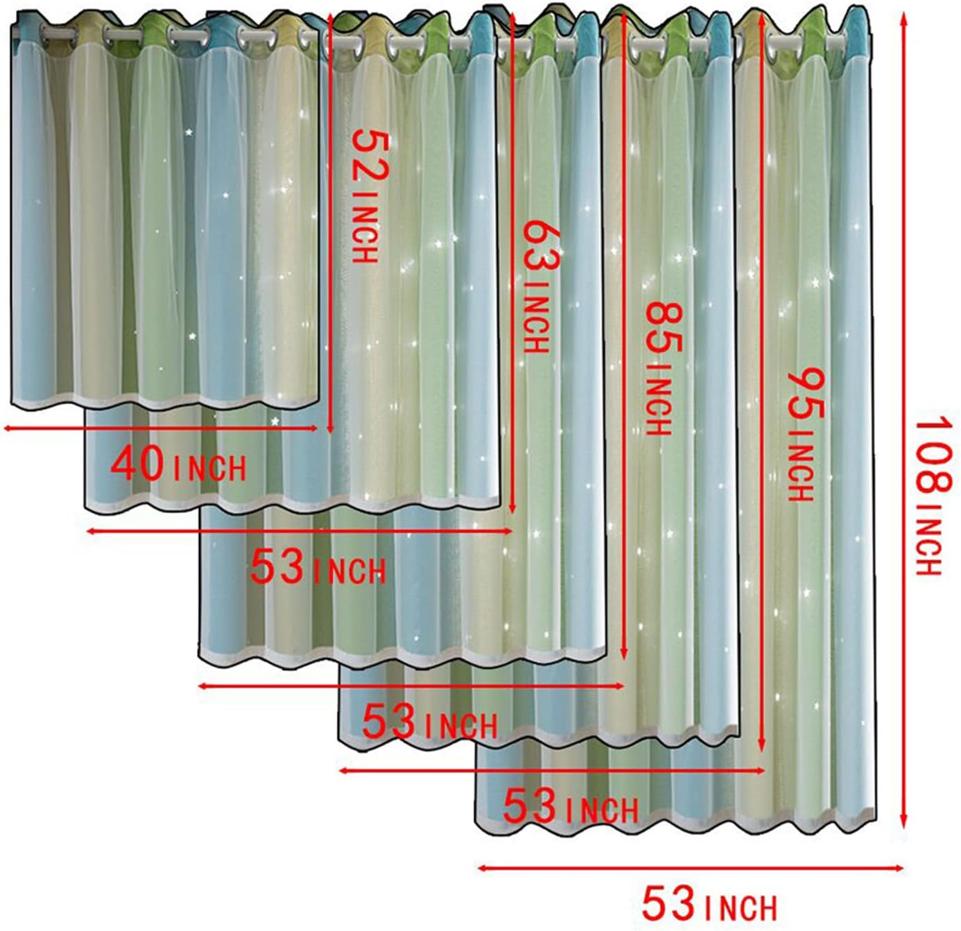 Blackout Curtains for Bedroom, 2PCS Star Curtains Blackout High Precision Curtains for Kids Girls Bedroom Living Room Colorful Double Layer Star Window Curtains Pink134Cm X 160Cm image number 5