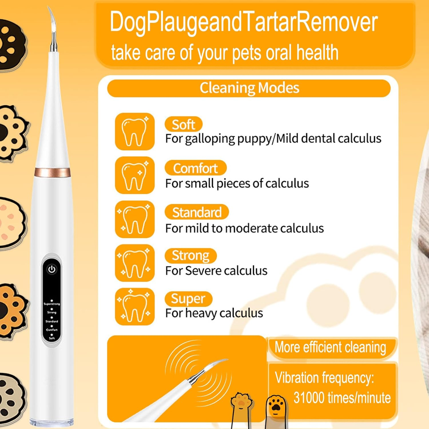 Dental Care Cleaner Kit for Dogs Cats,Cat Dog Electric Tooth Brush Teeth Cleaning,Plaque Remover Reduces Plaque & Tartar Buildup,Ultrasonic Plaque Off,Gentle and Comfortable for Pet Teeth Oral Care image number 5