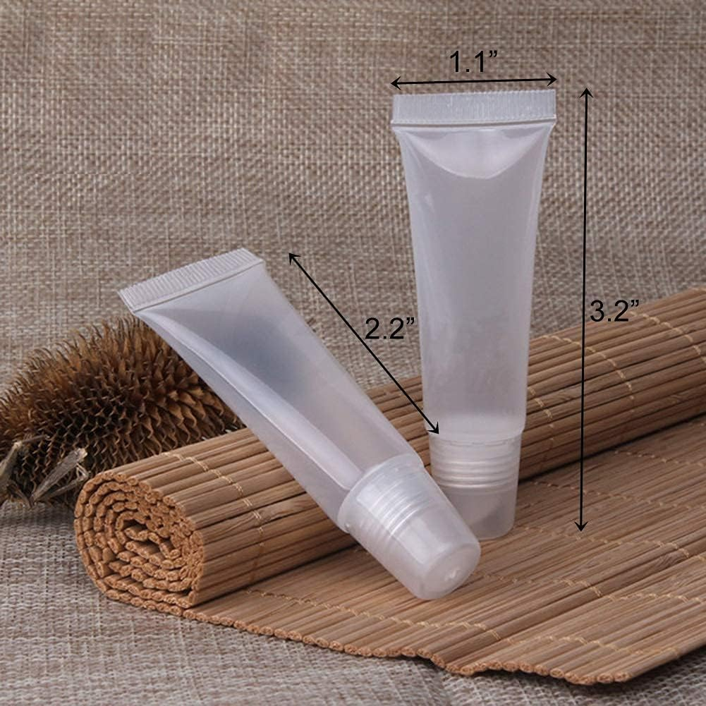 6Pcs Lip Gloss Tubes 8Ml Clear Soft Empty Lip Balm Containers Refillable Mini Cosmetic Tubes for Comestic Makeup and Travel Toiletries, Clear