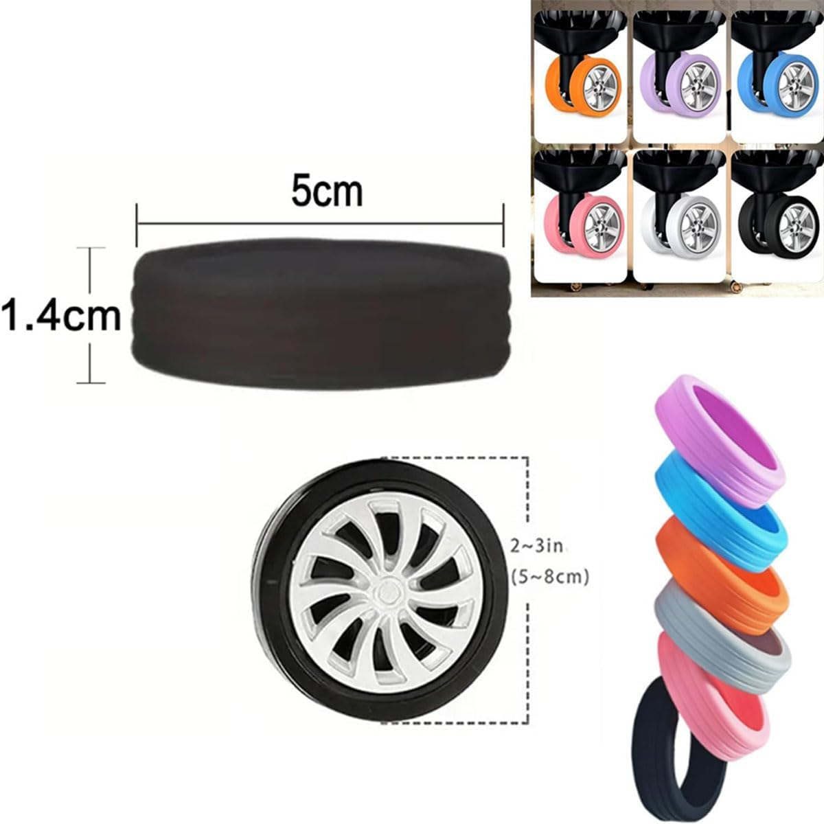 Luggage Compartment Wheel Protection Cover, 16Pack Luggage Suitcase Wheels Cover, Waterproof Shock-Proof Carry on Luggage Wheels Cover, Luggage Wheel Covers (16Pcs-Orange)