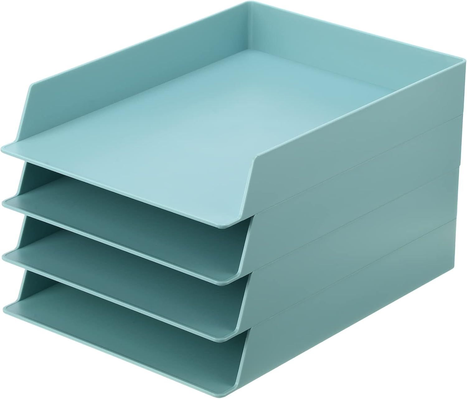 Tatuo 4 Pack Stackable Paper Trays Plastic Letter Tray Desk Organizer Paper Holder Organizer Storage Office Desk Accessories for Classroom Magazine File Documents 12.8 X 9.45 X 1.97, Blue Green image number 4