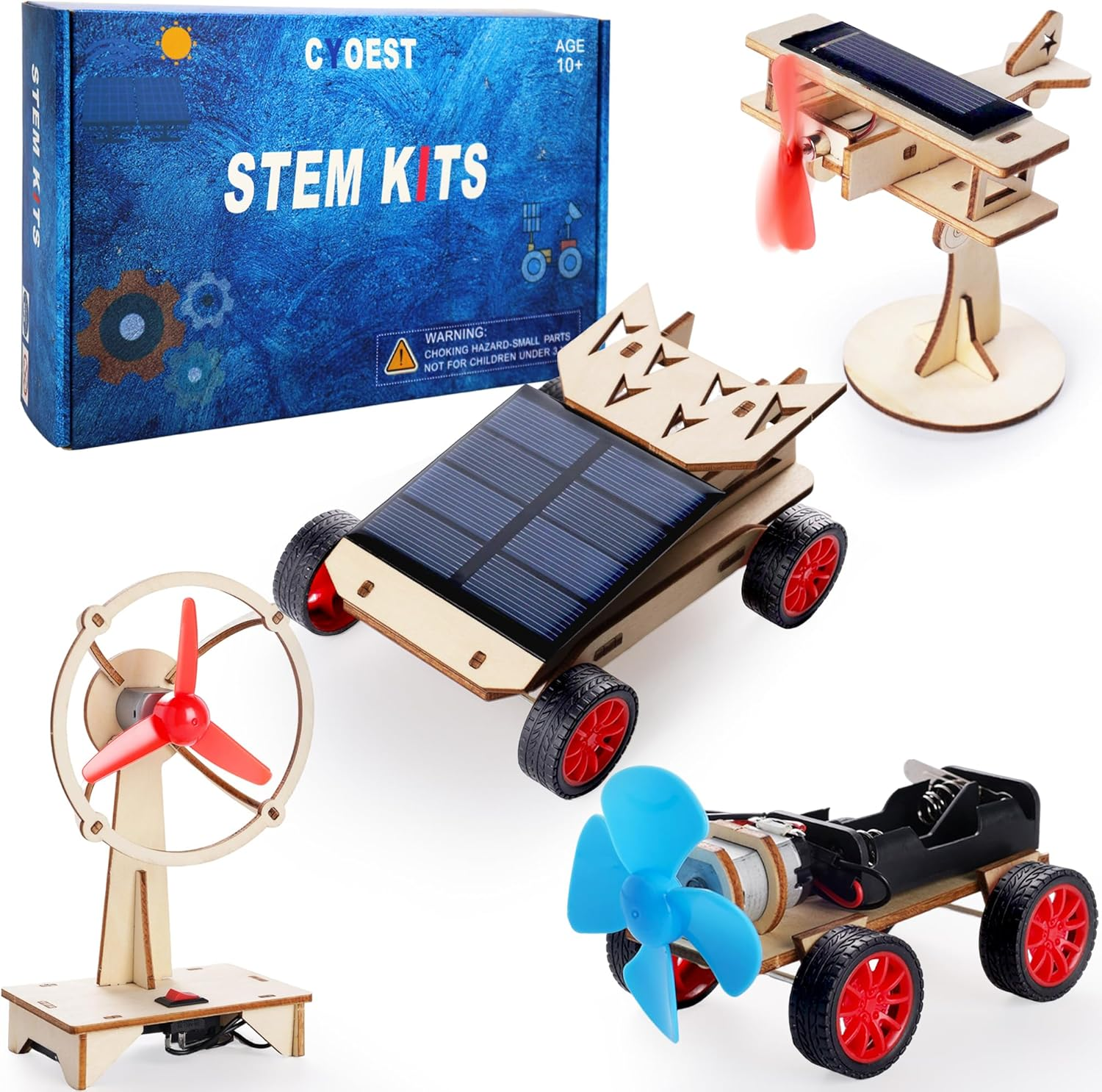 4 in 1 Science Experiment Puzzle Kits for Kids,Wooden Solar Power Motor Kit for Boys to Build,Stem Electric Projects Engineering Set for Girls,Woodworking Gift Toys Age 8 9 10 11 12 13 14 and Up image number 5