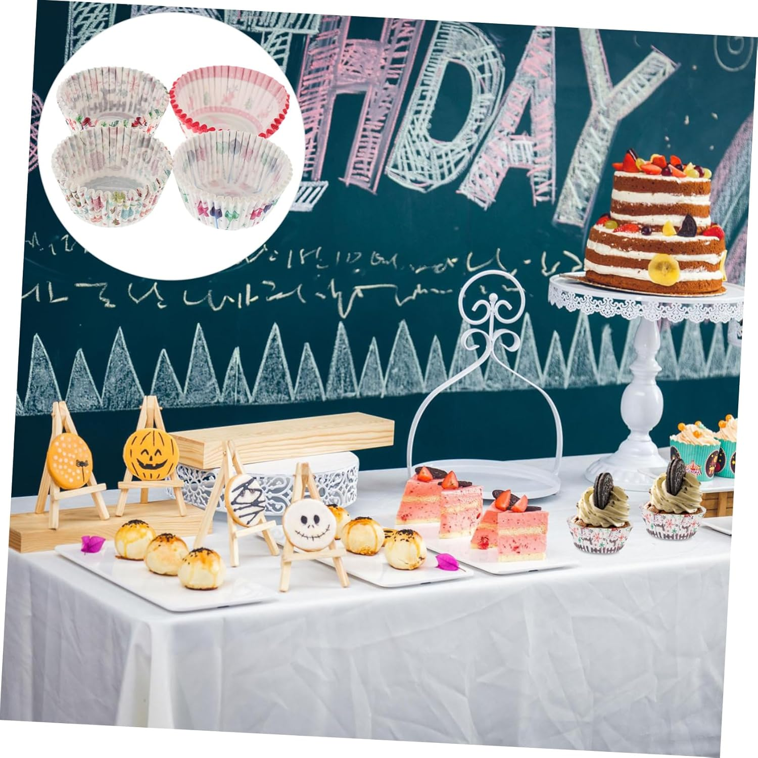 Christmas Printed Cake Cups and Muffin Cups Set 4 Designs Santa Claus Snowman Bell Merry Christmas Decorative Baking Supplies for Holiday Cakes image number 6