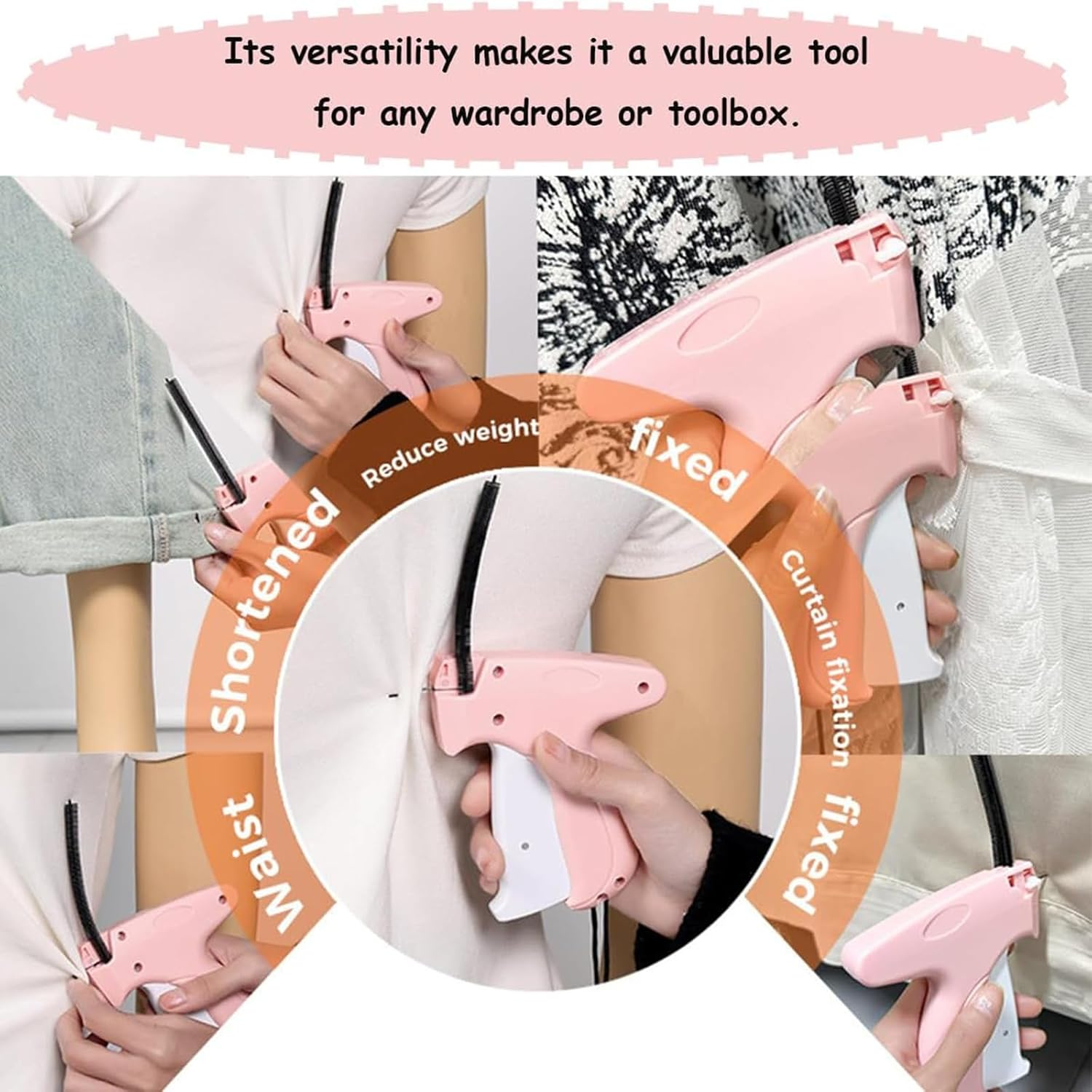 MEIYUETAOSI Micro Stitch Gun for Instant Fabric Repair, Handheld Clothing Fixer with 6 Needles & 2000 Fasteners (Black/White), Portable Mini Sewing Gun for Emergency Repairs, Tags, Hemming image number 5