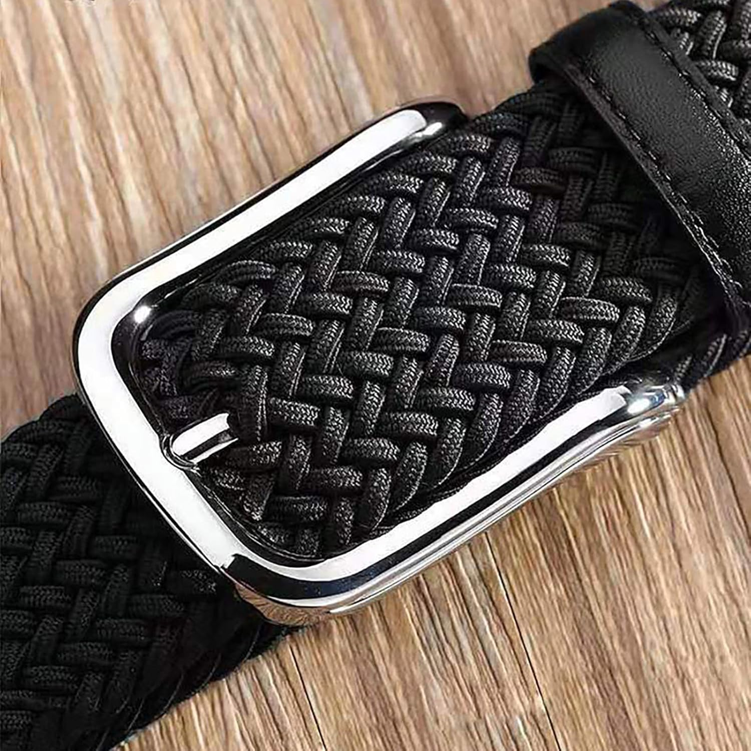 LJJCSFF Mens Braided Stretch Belt Elastic Woven Belt Fabric Golf Belt Cloth Work Belt Hunting Pants Belt Casual Jeans Belt Black, Black image number 3