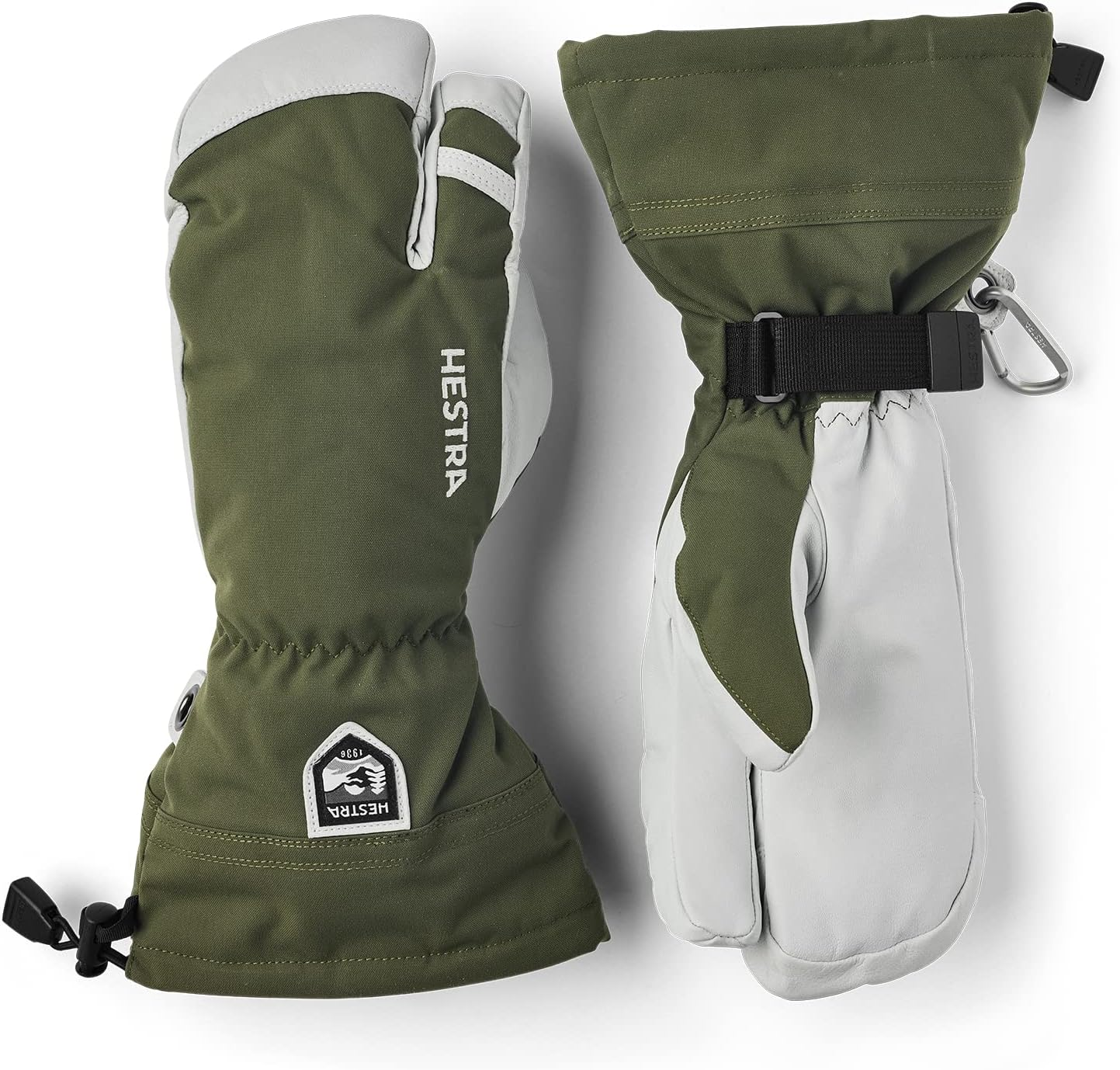 Hestra Hestra Mens and Womes Ski Gloves: Army Leather 3-Finger Winter Mitten image number 6