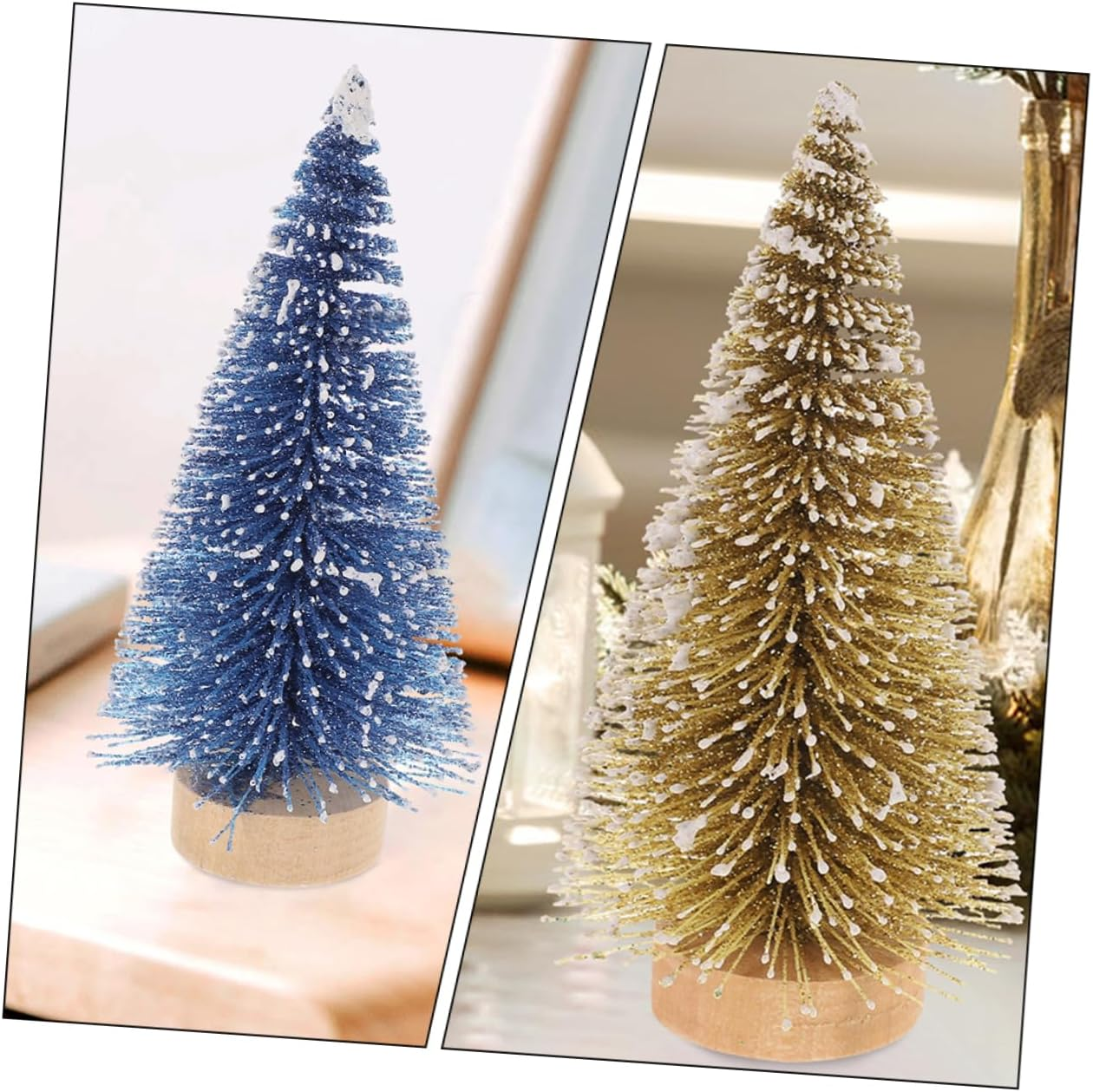 Ciieeo 8Pcs Mini Christmas Trees Wooden Base Artificial Xmas Pine Tree Decor for Tabletop Indoor Holiday Decoration for Parties and Festive Displays image number 2