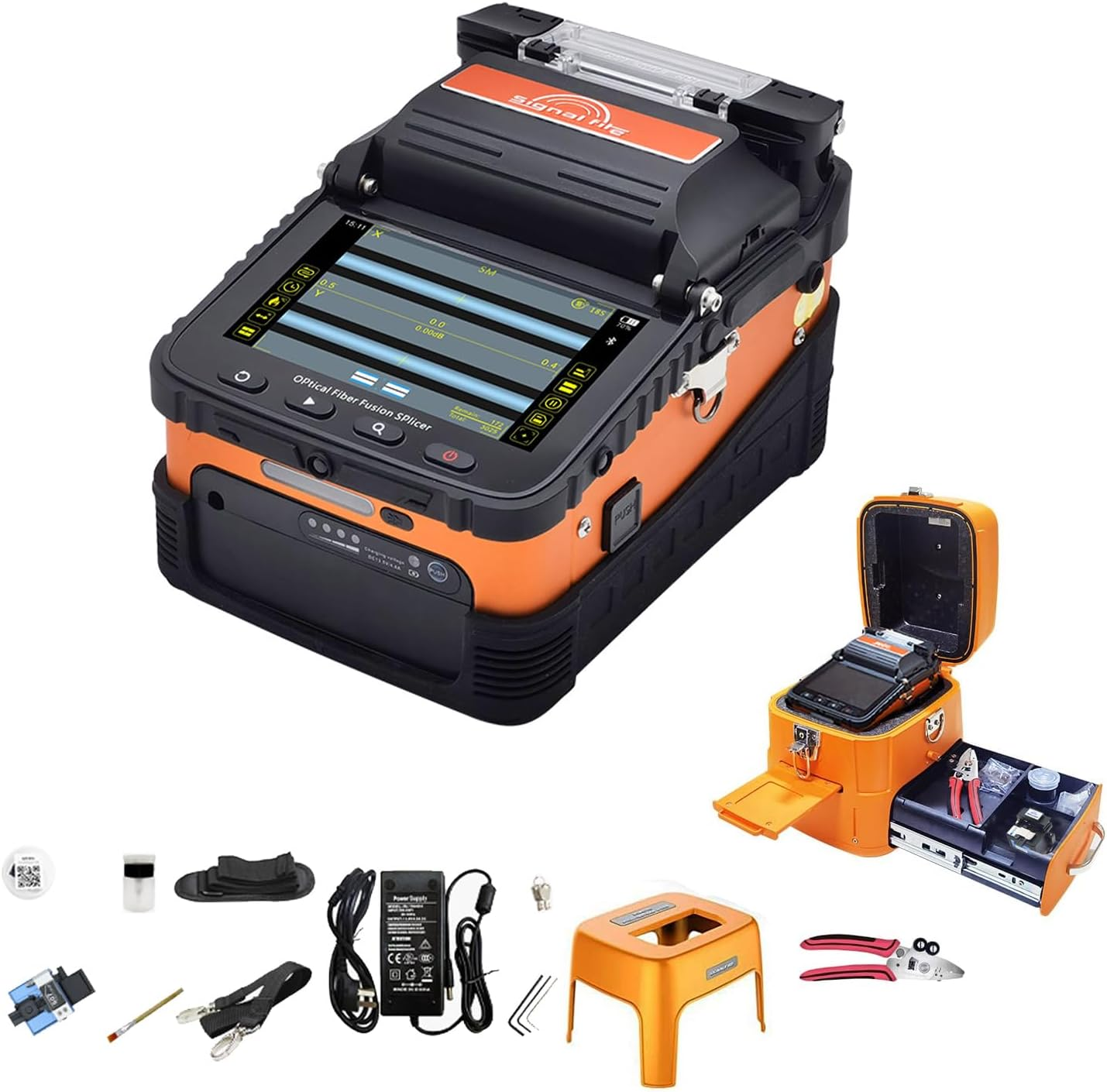 Signal Fire Fiber Fusion Splicer Ai-6C,Fusion Splicer Toolbox Kit W/8 Seconds Splicing Melting, 18 Seconds Heating Fusion Splicer Machine Optical Fiber Cleaver Kit for Optical Fiber & Cable Projects image number 4