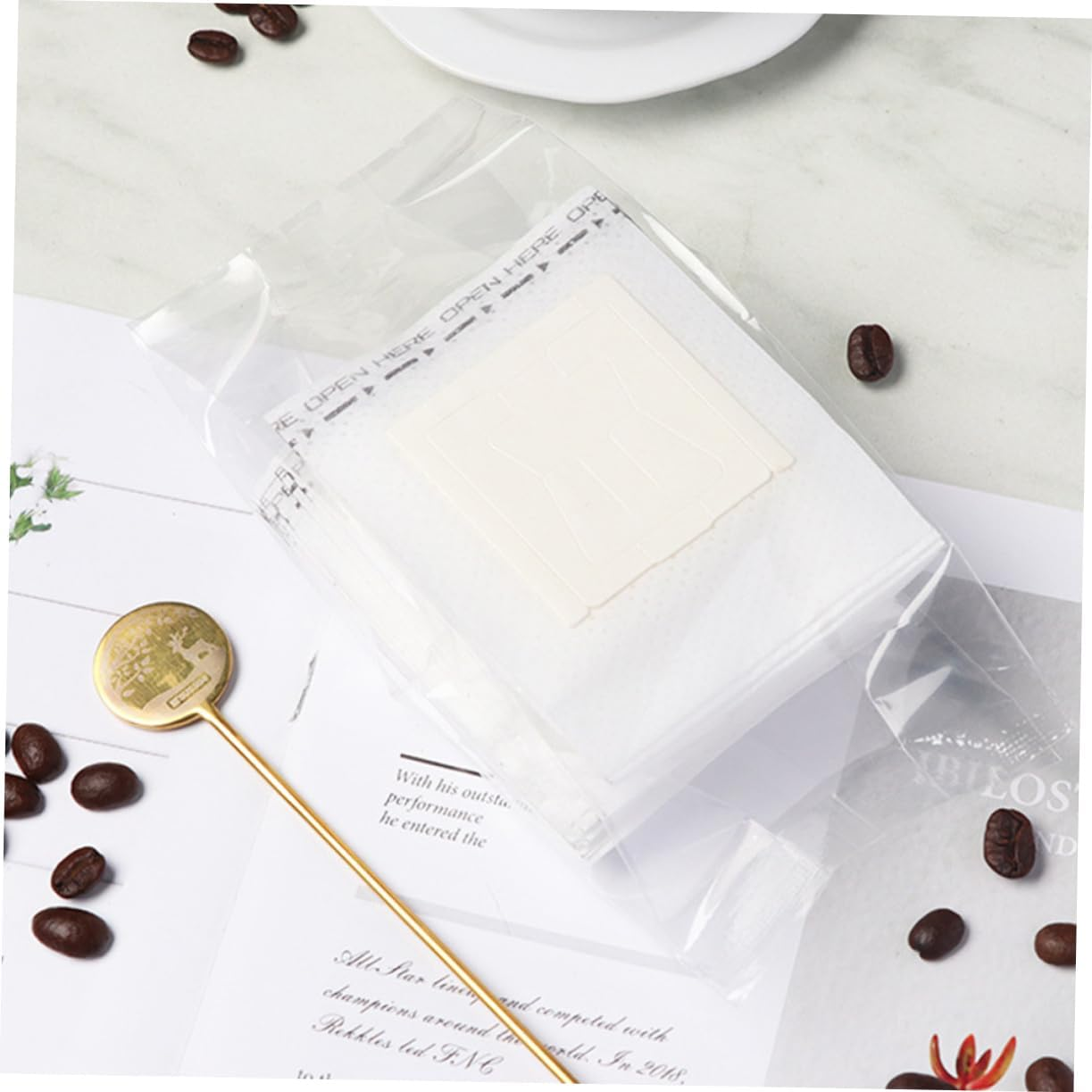 CATIEBYE 50Pcs Hanging Ear Coffee Filter Bag Disposable Tea Bags Loose Leaf Holder for Drip Coffee for Home Brewing