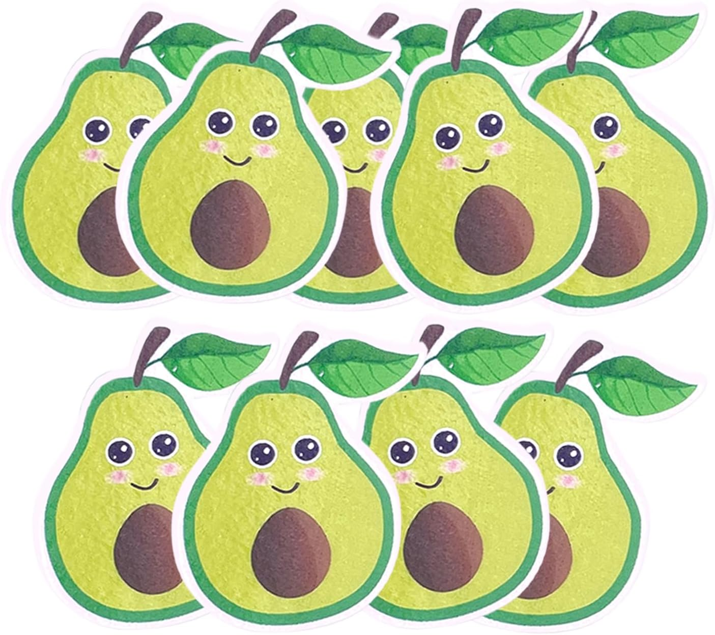 50Pcs Cartoon Fruit Smiley Cupcake Decoration, Edible Wafer Paper Creative Banana Cherry Baby Full Moon Birthday Festival Series Theme Party Dress up Plug-In (Avocado 50Pcs) image number 5