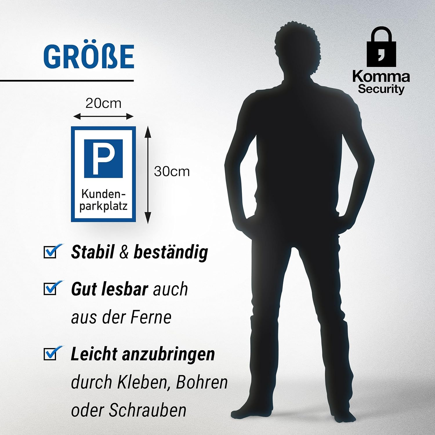 Komma Security Parking Customers Plastic Sign - Customer Parking 20 X 30 Cm Sign Private Parking - Customers Parking Sign Reserved - Keep Parking Free Parking Space Customers image number 3