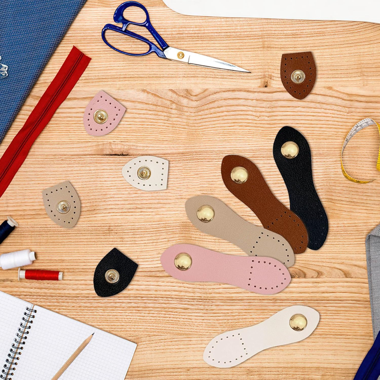 15 PCS Leather Snap Buckles Button Closures Sew on Leather Purse Hardware for Bag Making Snap Buttons for Leather Fasteners (Colorful) image number 5