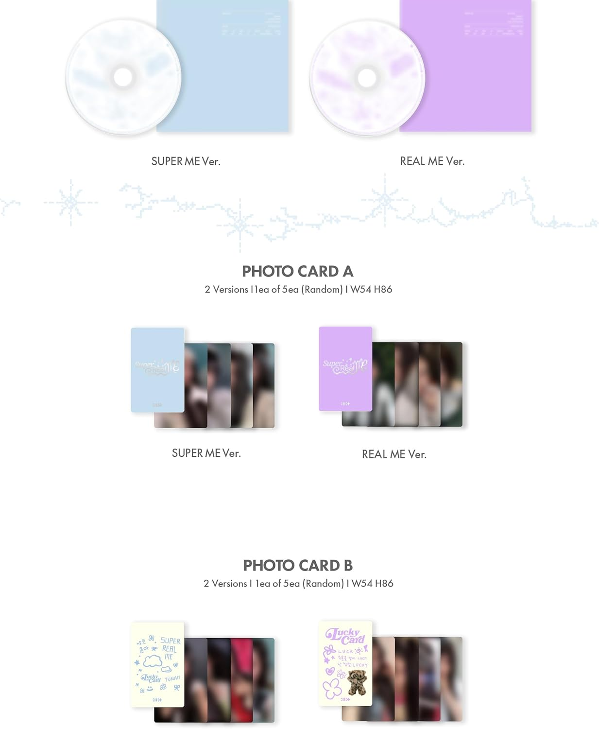ILLIT Super Real ME 1St Mini Album Cd+Poster with Lyrics on Pack+Photobook+Photocard A+Photocard B+Sticker+Paper Magnet+Paper Ornaments+Tracking Sealed (Super ME Version) image number 3