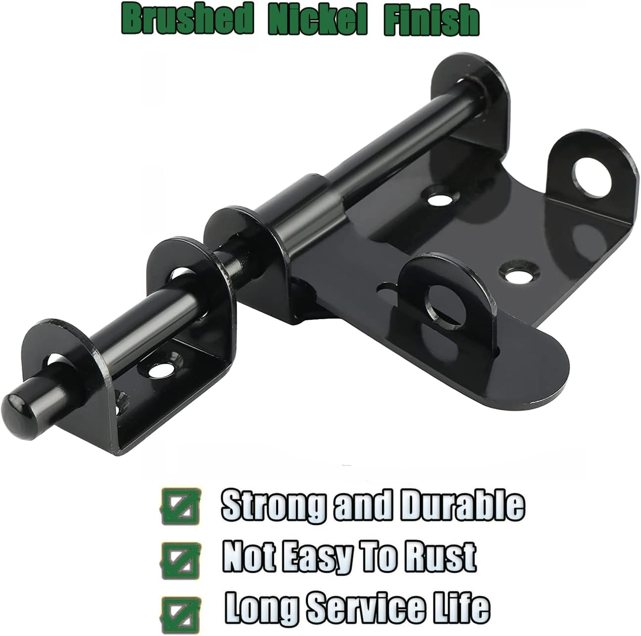 Ziyuya Gate Latch Bolt Lock Padlock Slide Gate Locks Barrel Bolts Door Lock Hardware for Shed Wooden Fences Barn Yard Doors Outdoor Latch 6 Inch (Black) - Black image number 5