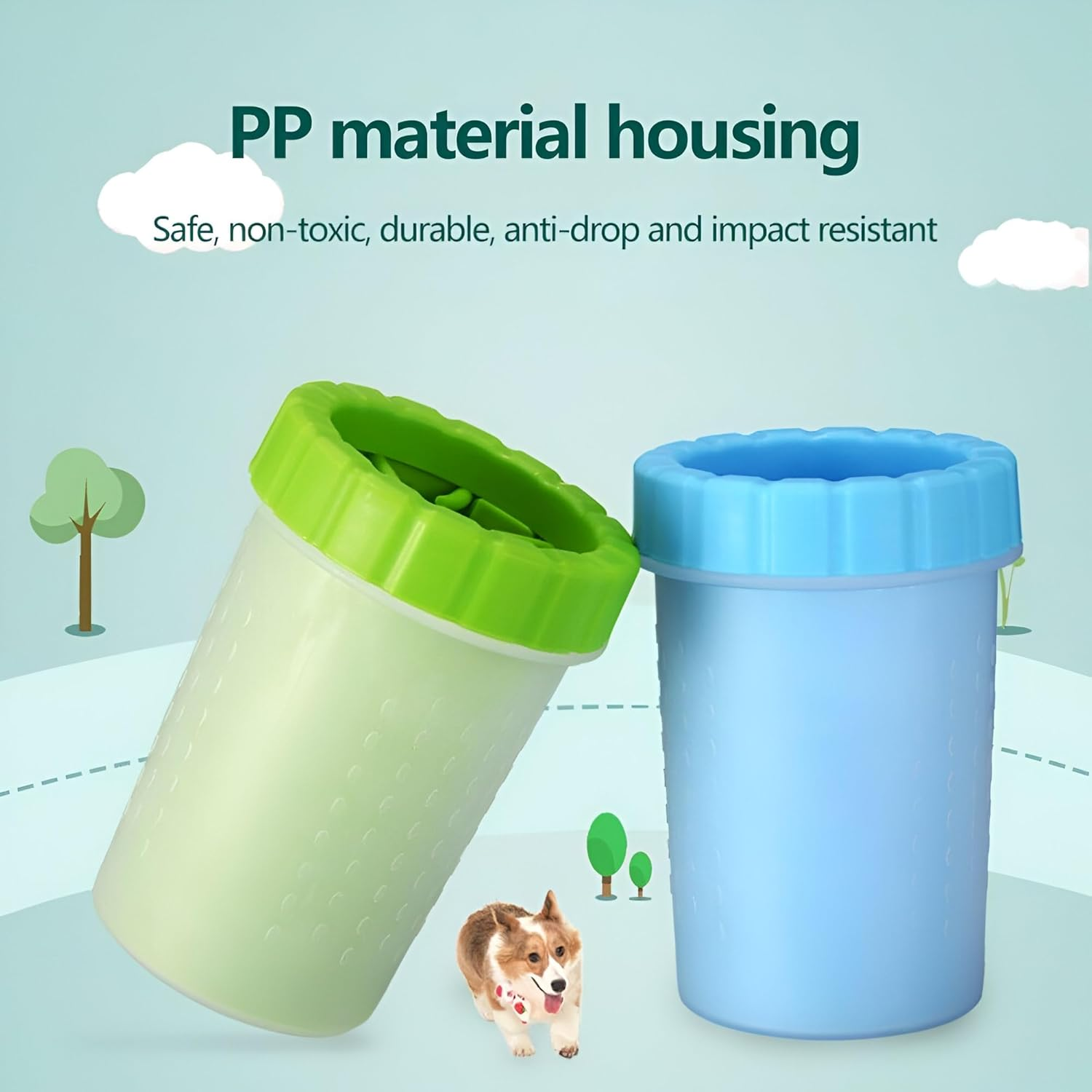 Ezonedeal Dog Paw Cleaner Cup - Portable Paw Cleaner for Dogs, Silicone Dog Foot Washer Brush 360 Degree Soft Claws Dog Paw Washer Cup Removable Washable - Dog Feet Cleaner (Blue) image number 3