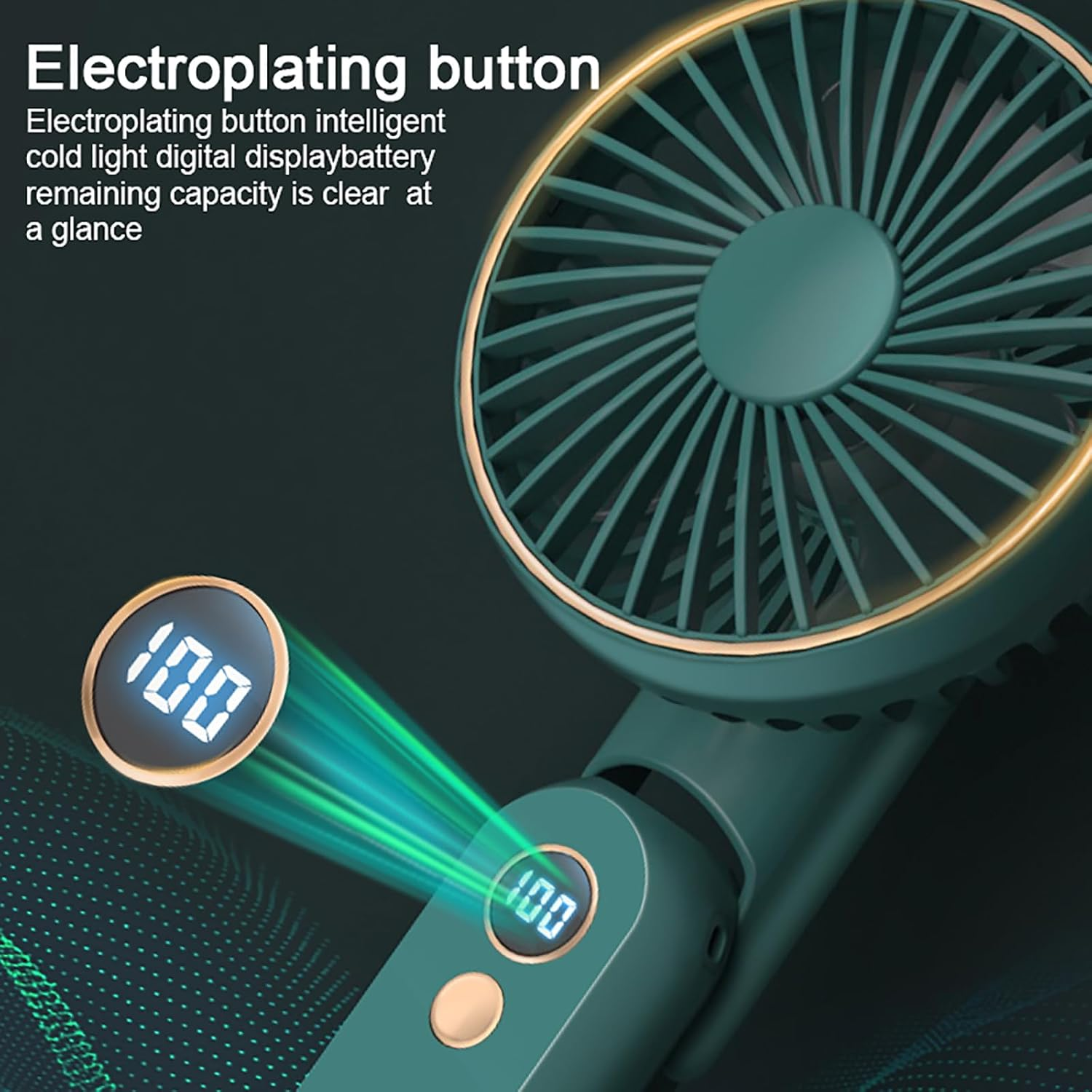 H HOME-MART 3 in 1 Portable Handheld Fan, Portable Fan Rechargeable, 180&deg; Adjustable, 5 Speed Wind, Display Electricity in Real Time, USB Rechargeable Foldable Fan, Quiet Personal Fan (Black) - White image number 5