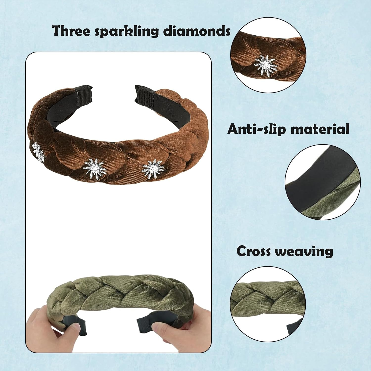 Pack of 2 Vintage Costume Headbands, Cross Braid Headband Dirndl for Make-Up, Face Wash, Headpiece, Oktoberfest Costume, Theme Party, Carnival image number 4