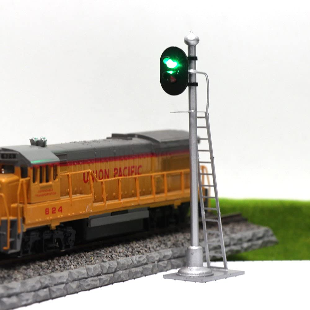 JTD873GR 3Pcs Model Railway HO Scale Traffic Signal 2-Lights Block Signal 6Cm