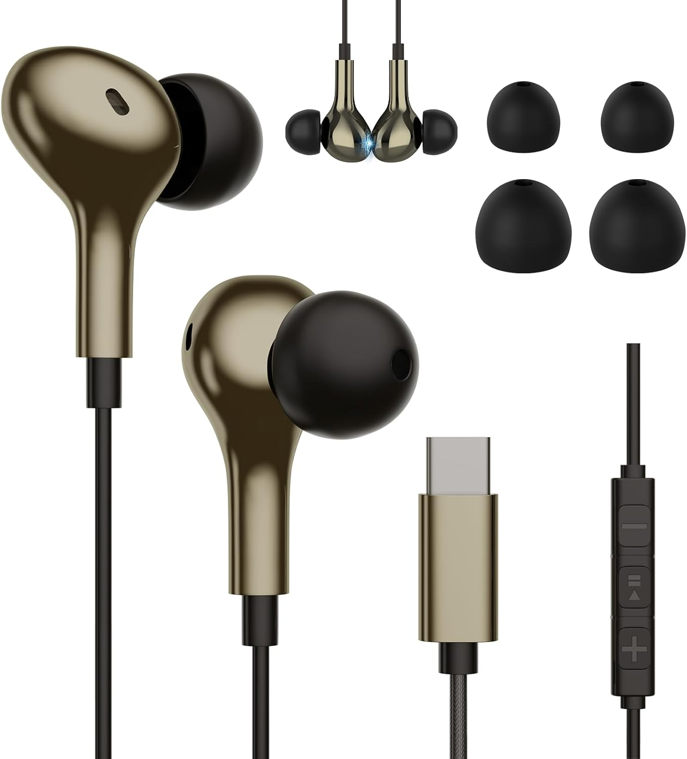 USB C Wired Headphones for Samsung Galaxy A56 A36 A26 A17 A16 A06 A55 A54 A53 A35 A34 S25 S24 S23 S22 S21 Ultra In-Ear Headset with Microphone for Iphone 17 16 15 Ipad Pro Earair 7 89 9A